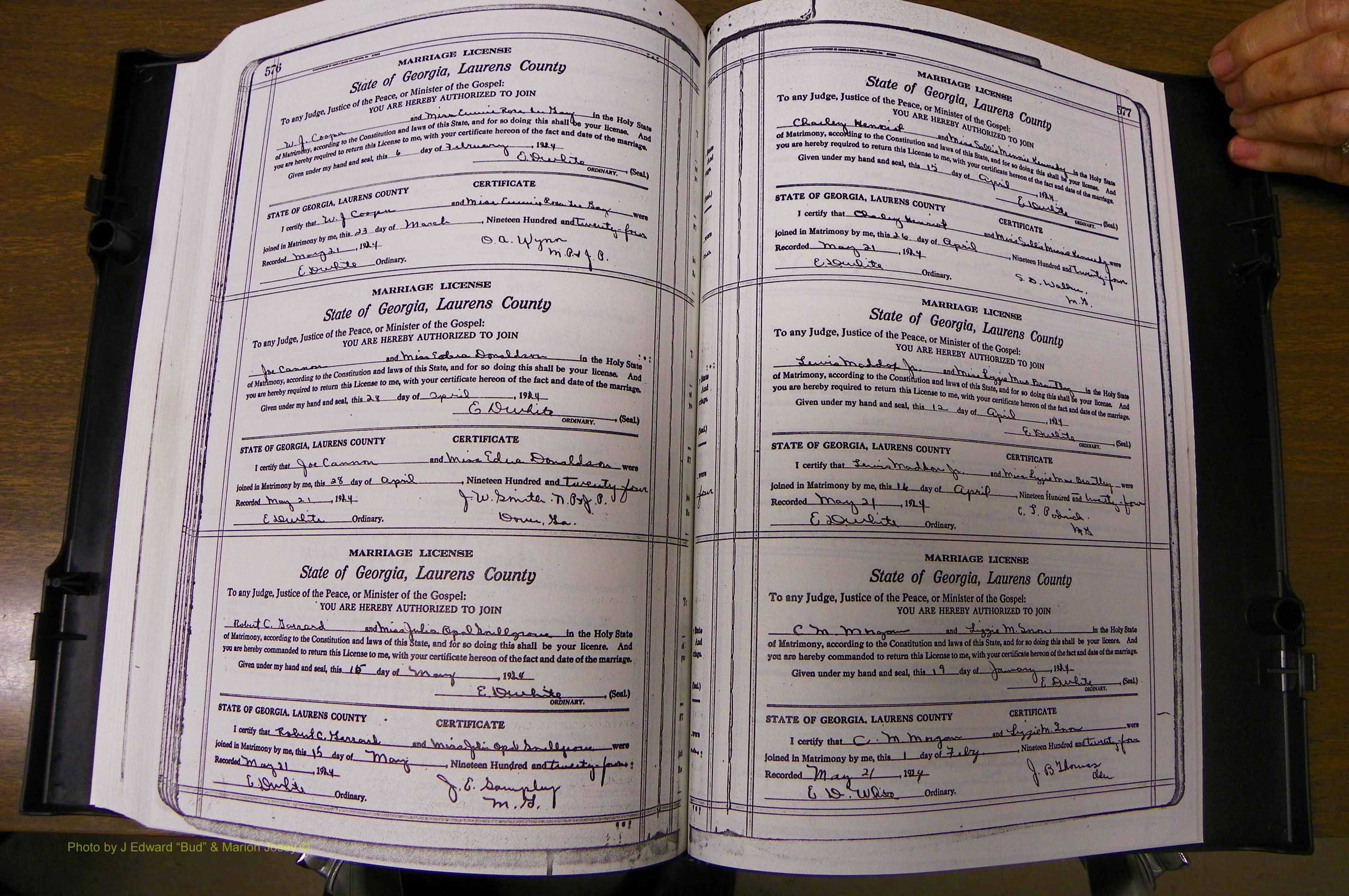 Laurens Co, GA, Marriages Book P, 1915 - 1924, White, P 576-577.JPG