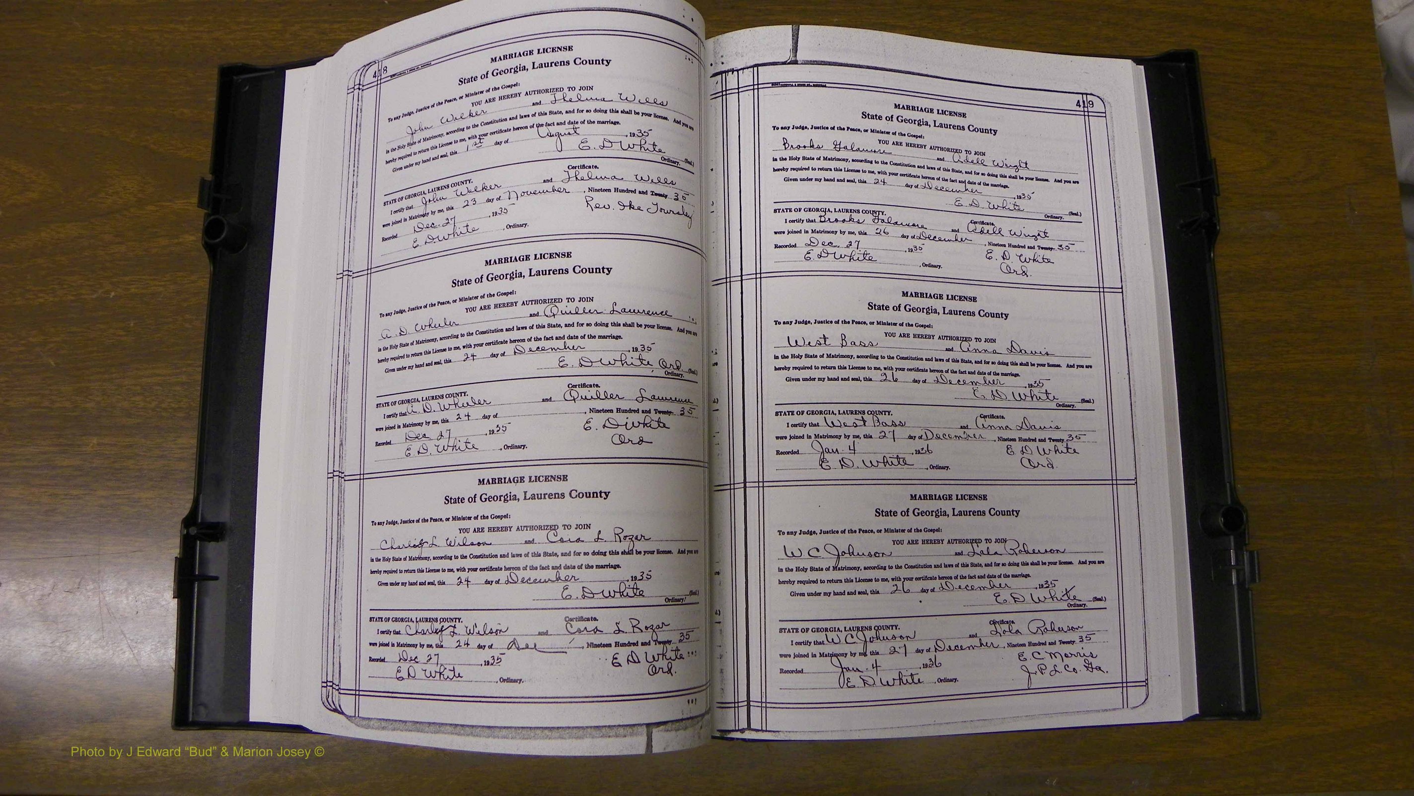 Laurens Co, GA, Marriages Book T, 1929 - 1938, Colored, P 418-419.JPG