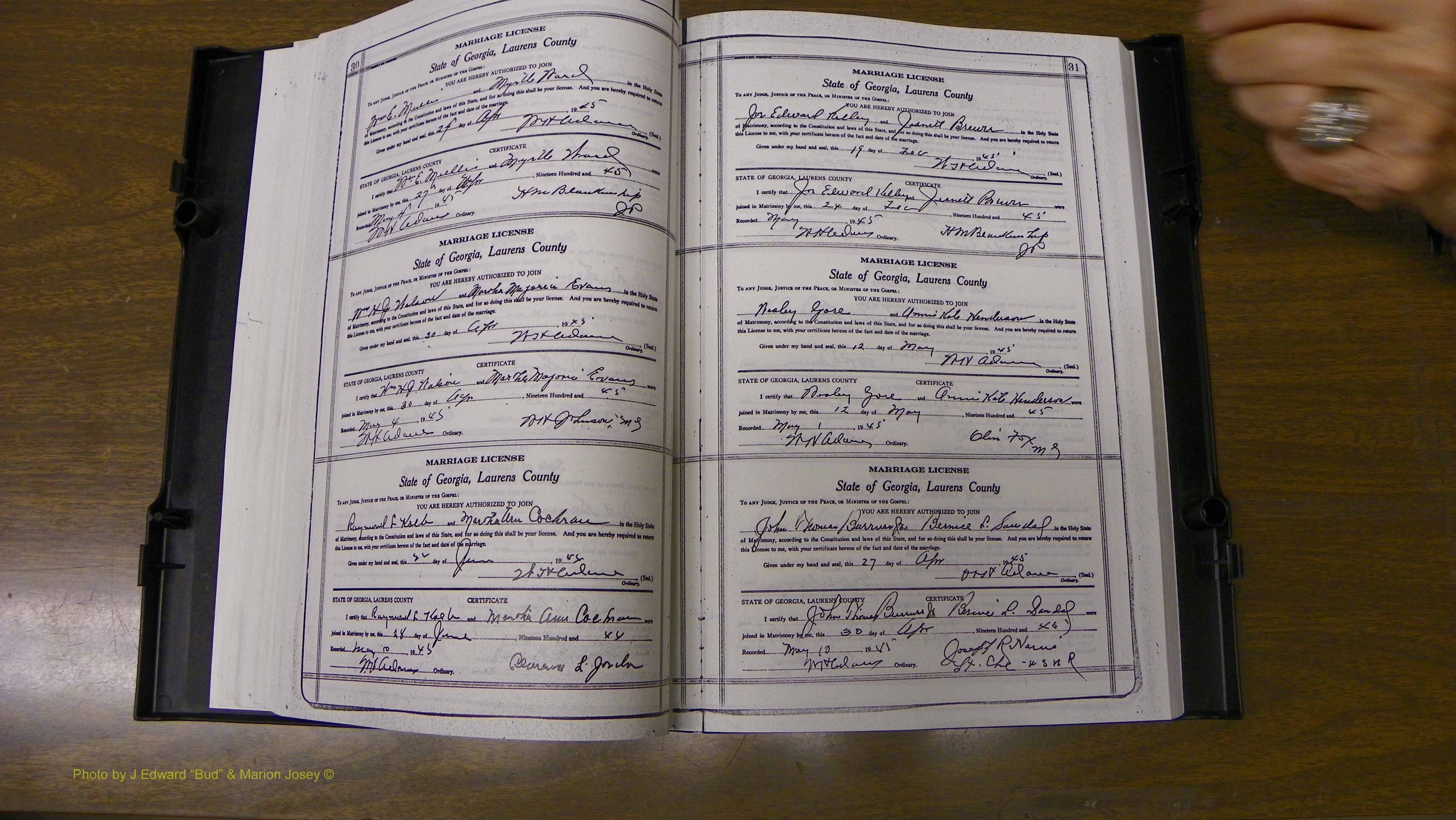 Laurens Co, GA, Marriages Book W, 1944 - 1955, White, P 030-031.JPG