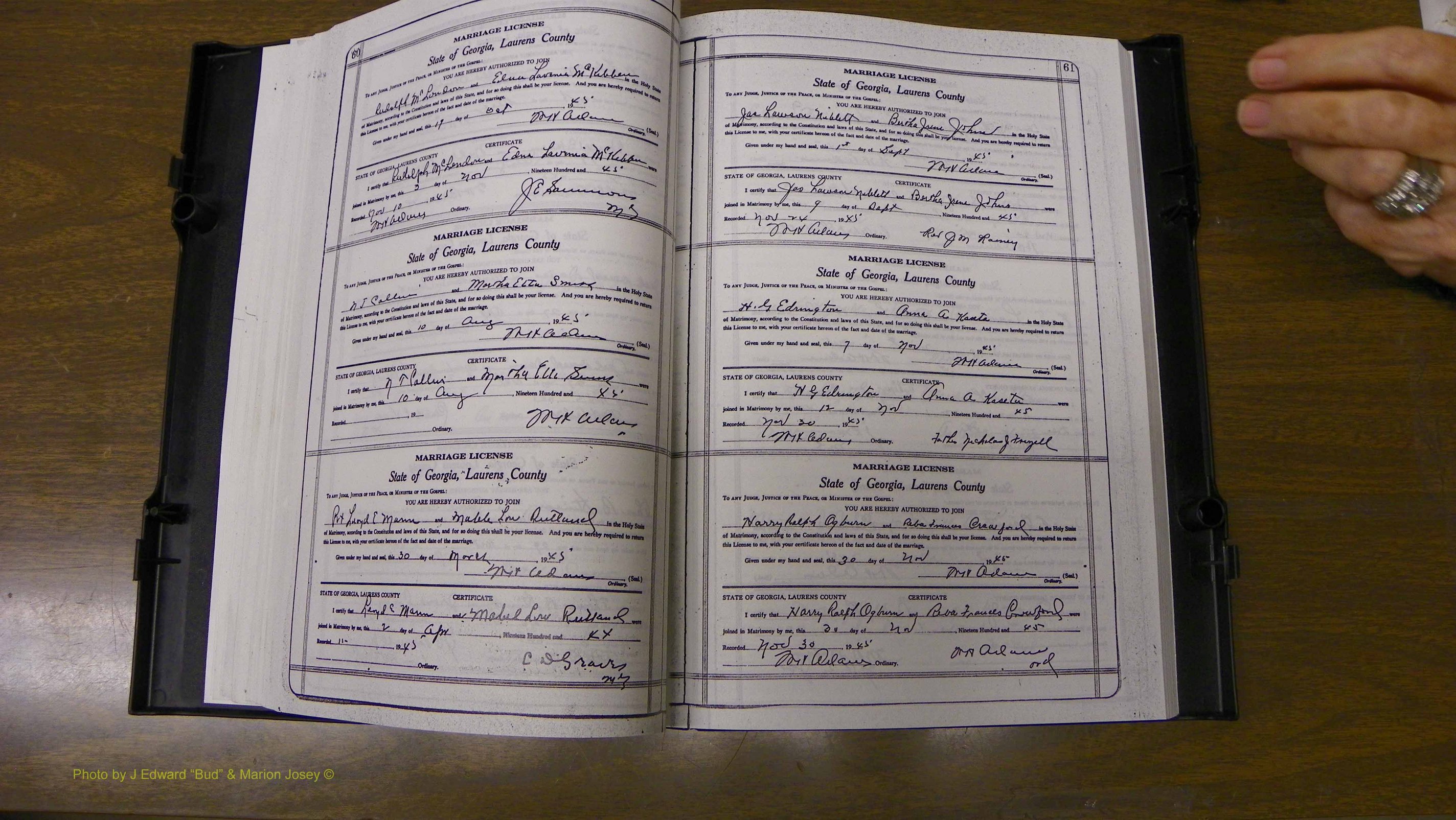 Laurens Co, GA, Marriages Book W, 1944 - 1955, White, P 060-061.JPG