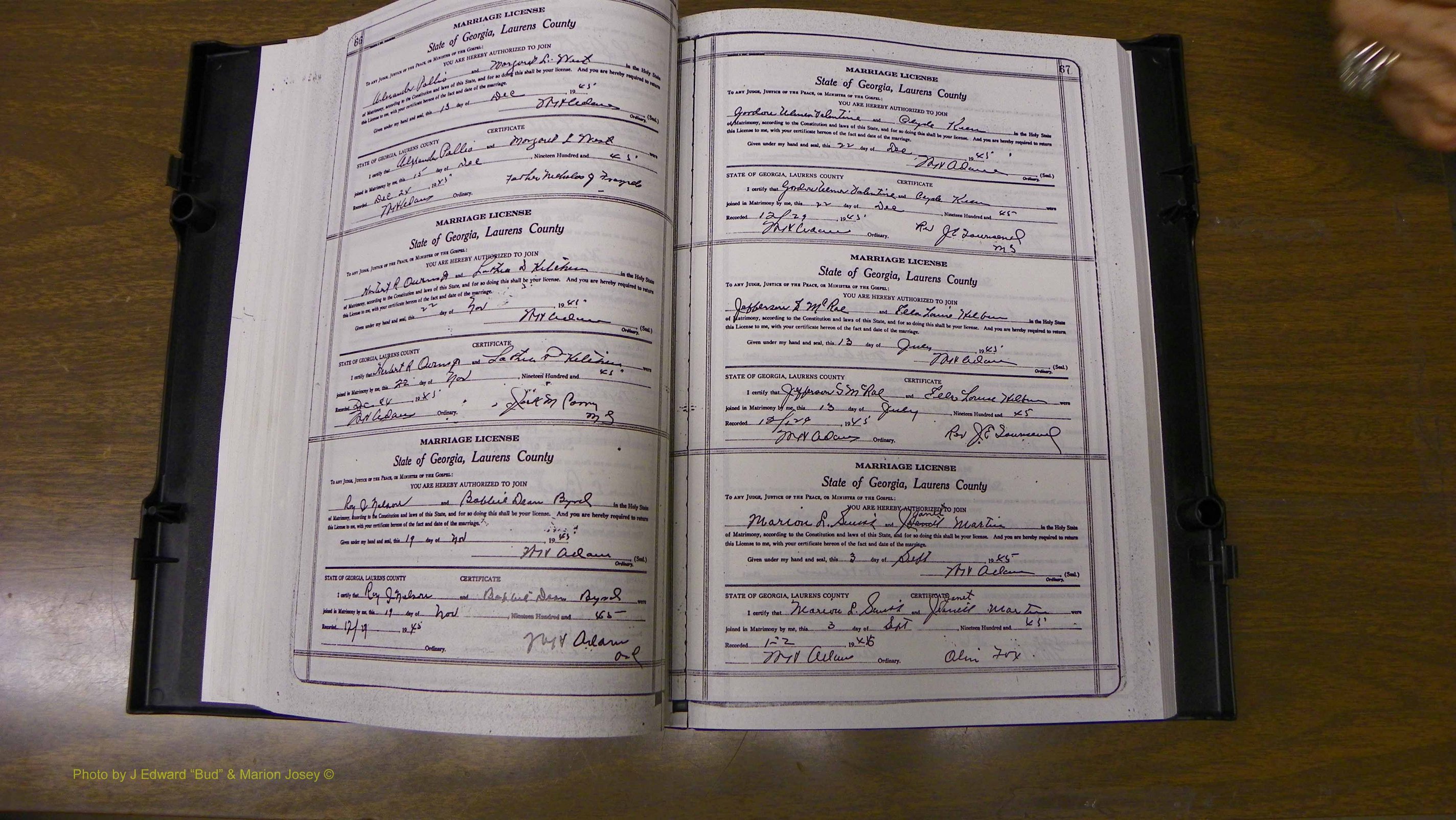 Laurens Co, GA, Marriages Book W, 1944 - 1955, White, P 066-067.JPG