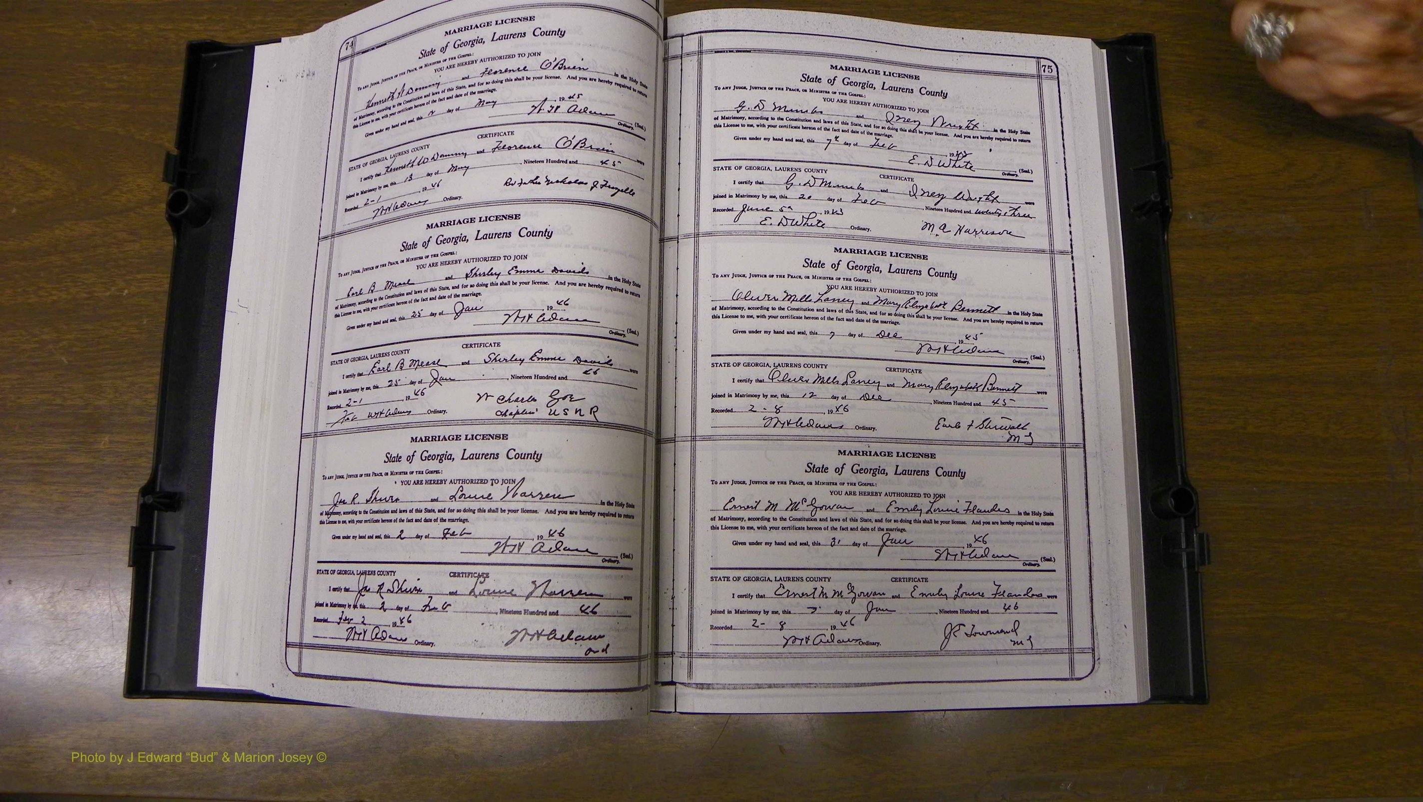 Laurens Co, GA, Marriages Book W, 1944 - 1955, White, P 074-075.JPG