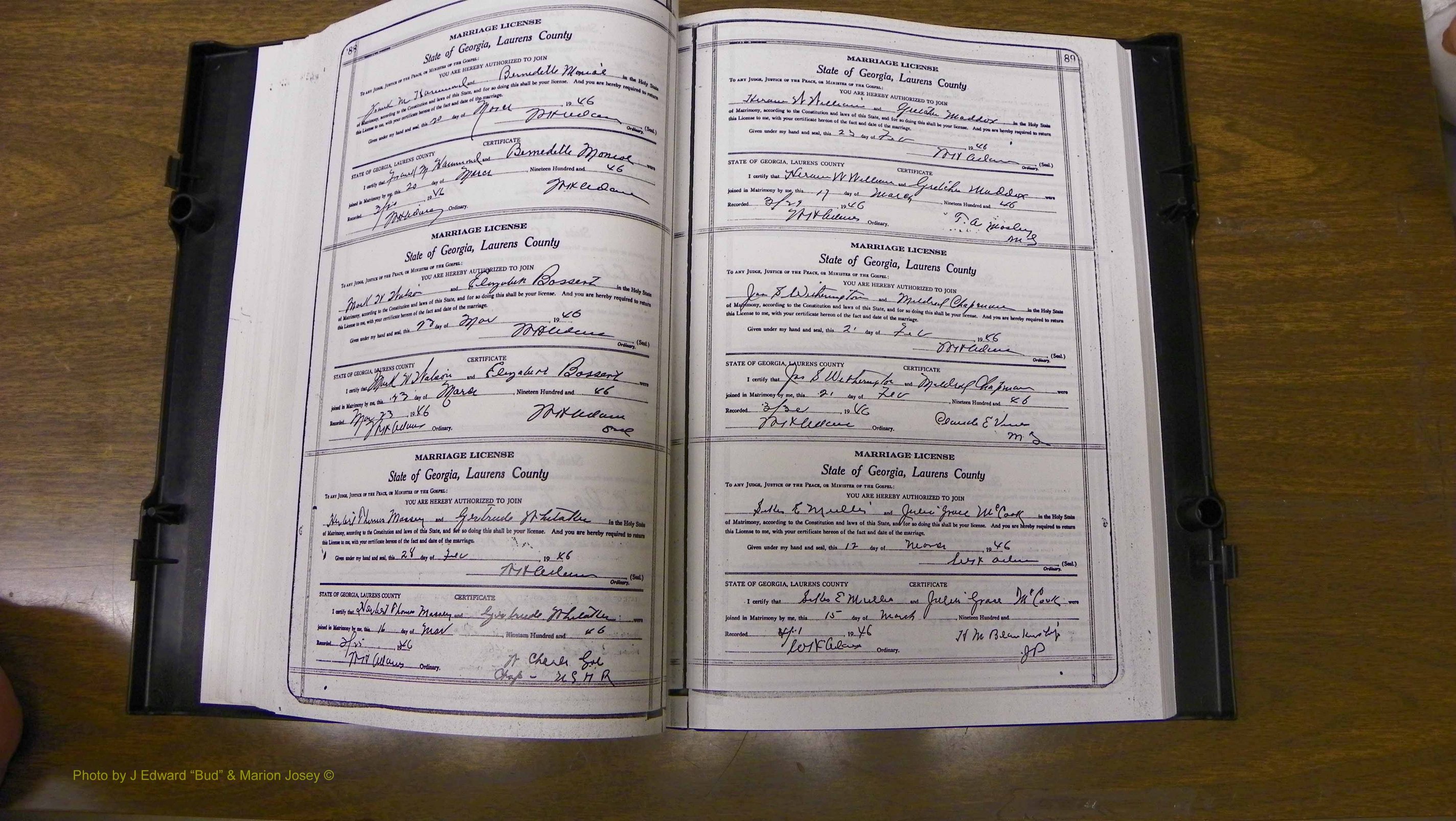 Laurens Co, GA, Marriages Book W, 1944 - 1955, White, P 088-089.JPG