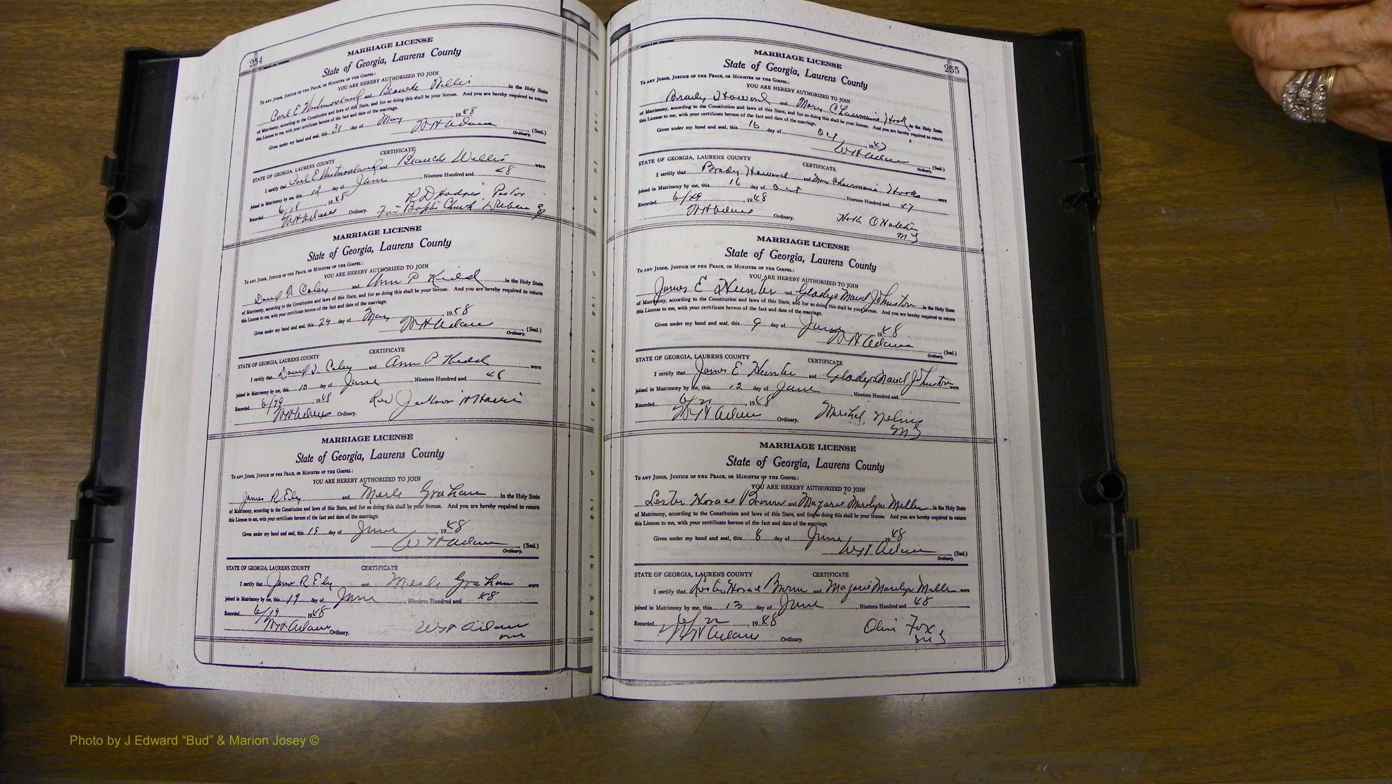 Laurens Co, GA, Marriages Book W, 1944 - 1955, White, P 254-255.JPG