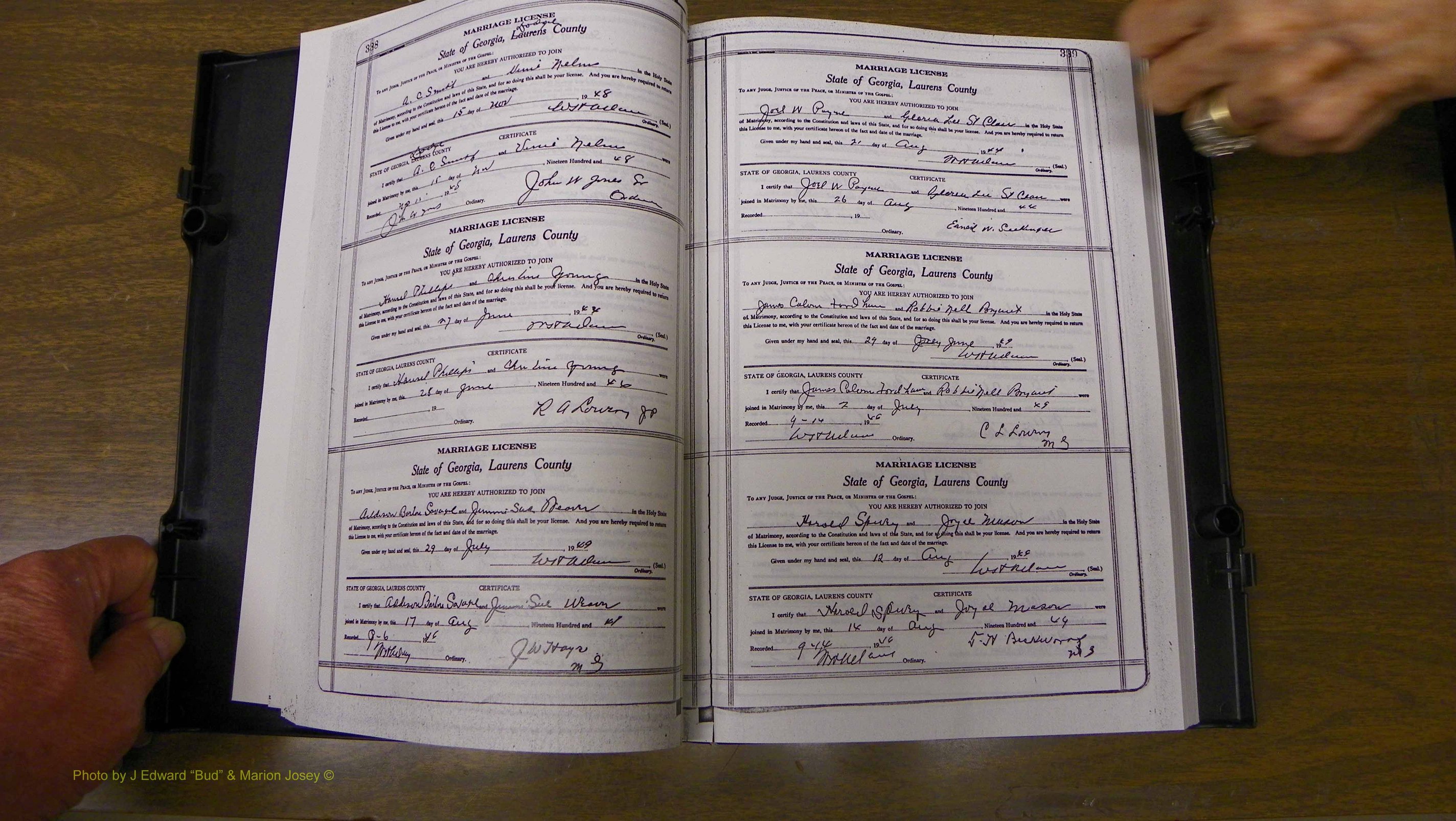 Laurens Co, GA, Marriages Book W, 1944 - 1955, White, P 338-339.JPG