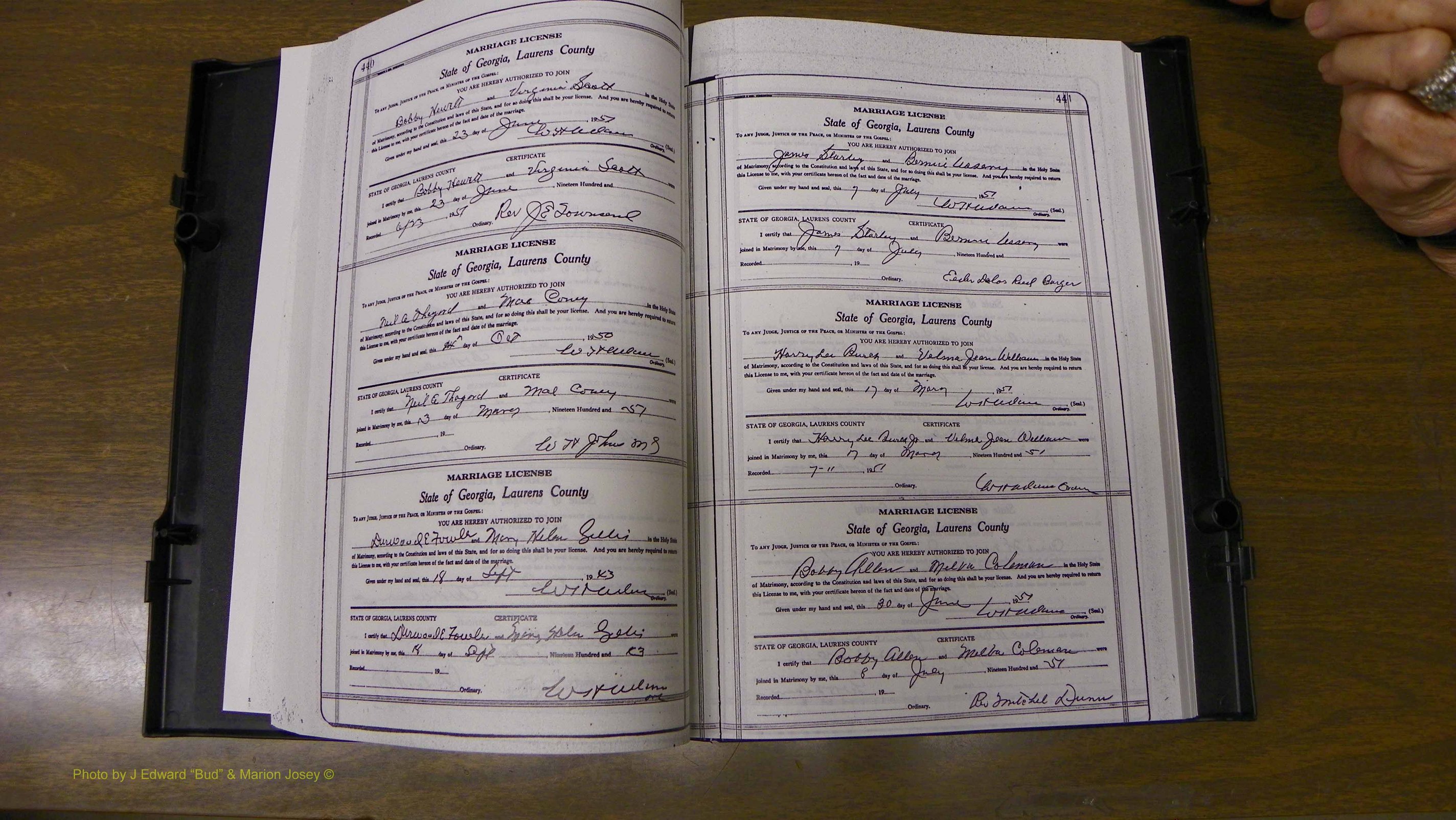 Laurens Co, GA, Marriages Book W, 1944 - 1955, White, P 440-441.JPG