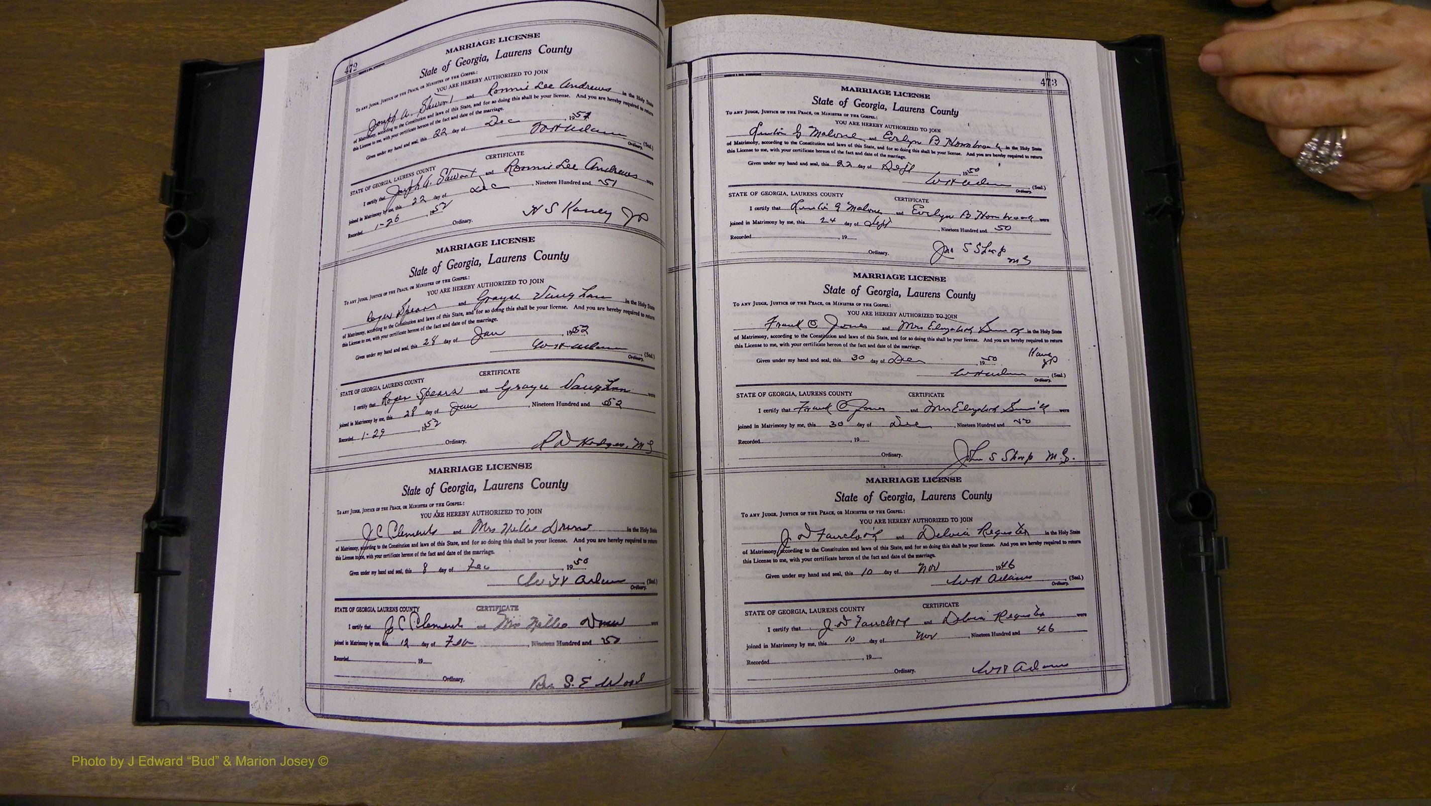 Laurens Co, GA, Marriages Book W, 1944 - 1955, White, P 473-474.JPG