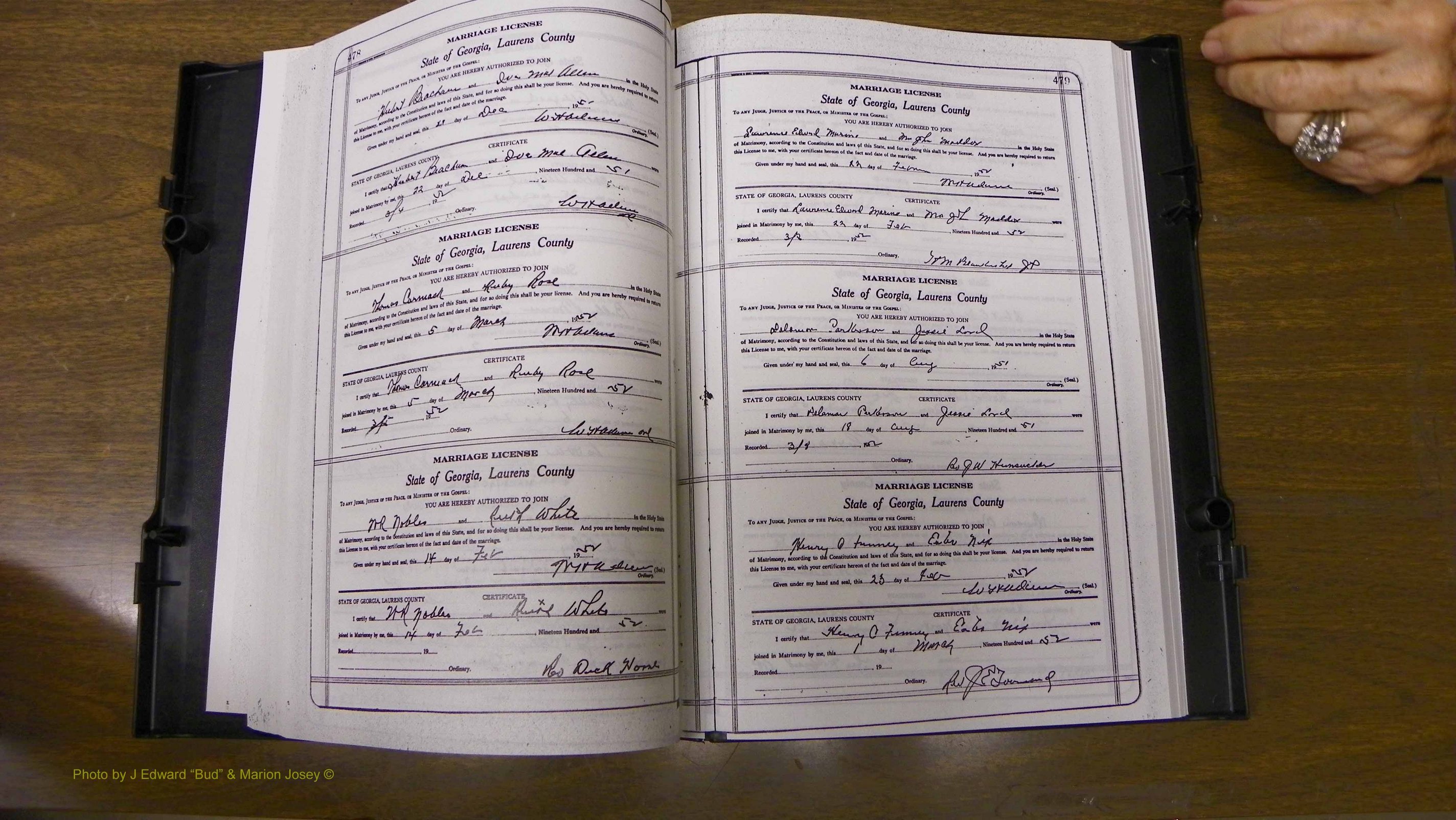 Laurens Co, GA, Marriages Book W, 1944 - 1955, White, P 478-479.JPG