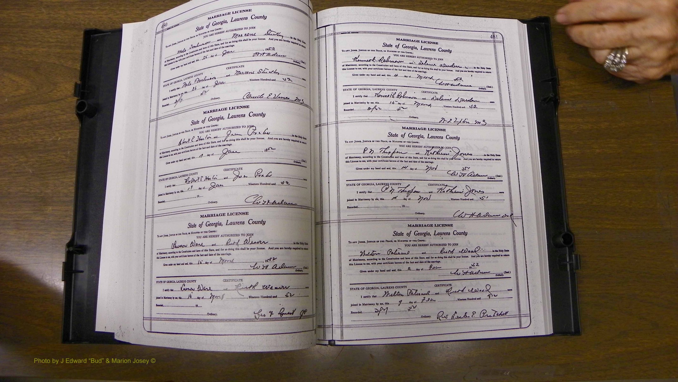 Laurens Co, GA, Marriages Book W, 1944 - 1955, White, P 480-481.JPG