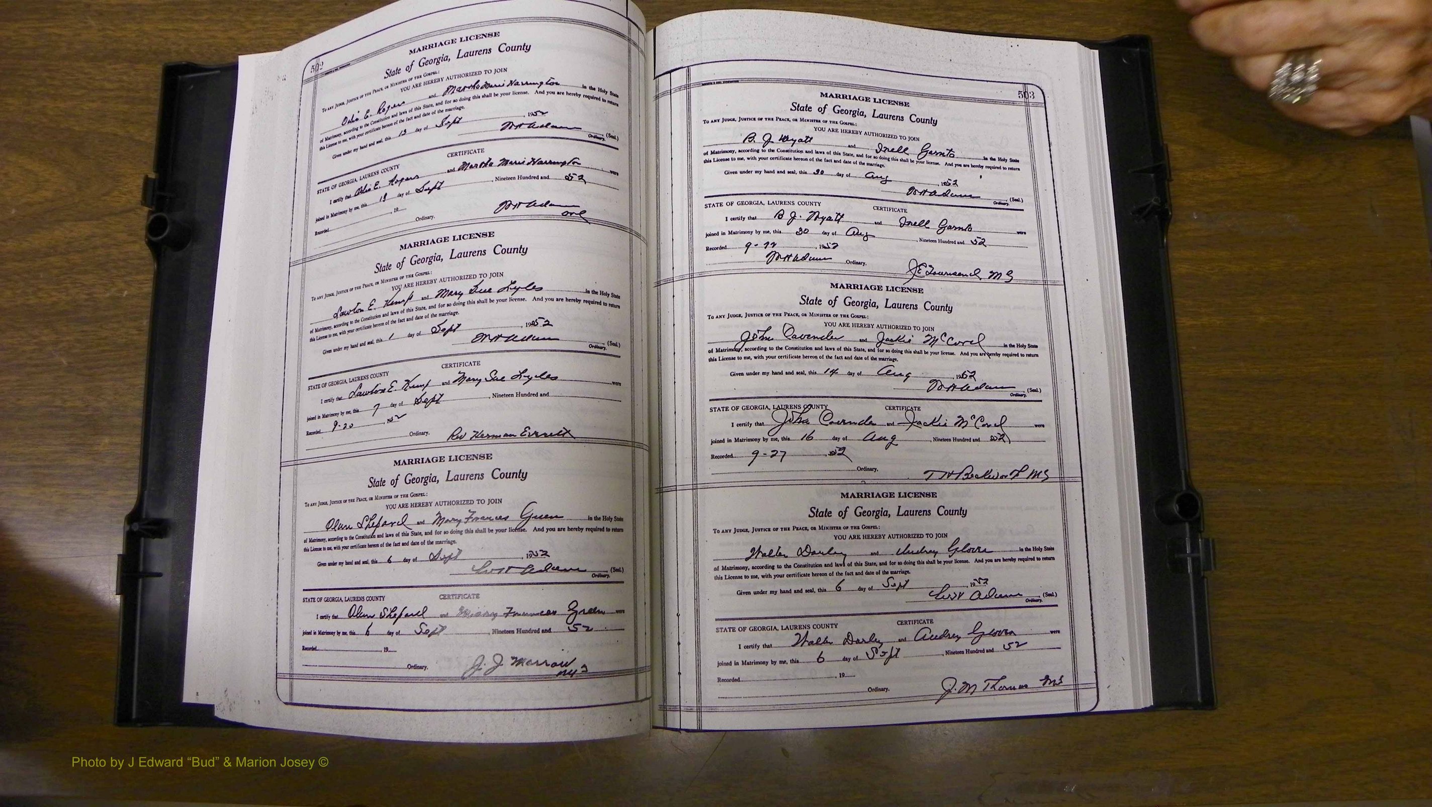 Laurens Co, GA, Marriages Book W, 1944 - 1955, White, P 502-503.JPG