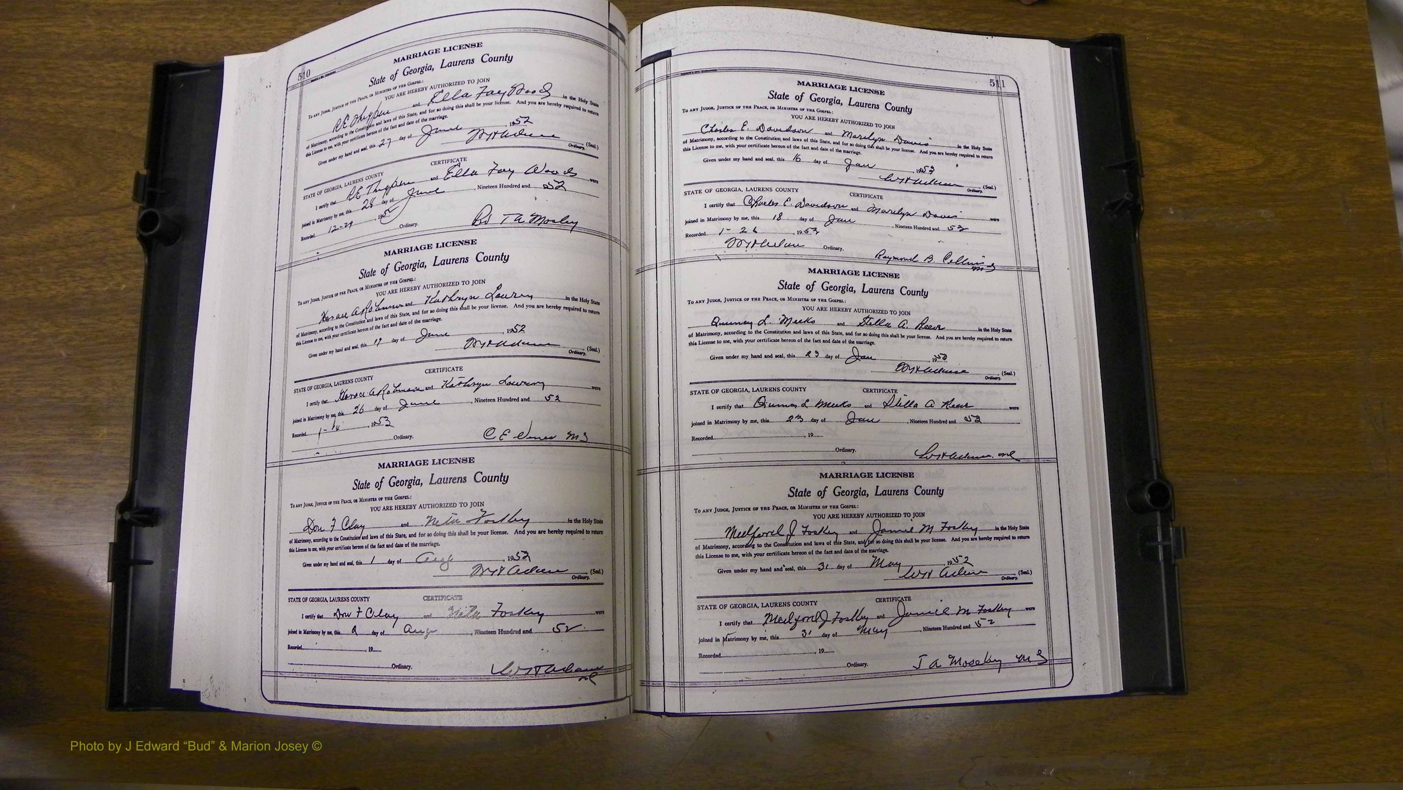 Laurens Co, GA, Marriages Book W, 1944 - 1955, White, P 510-511.JPG