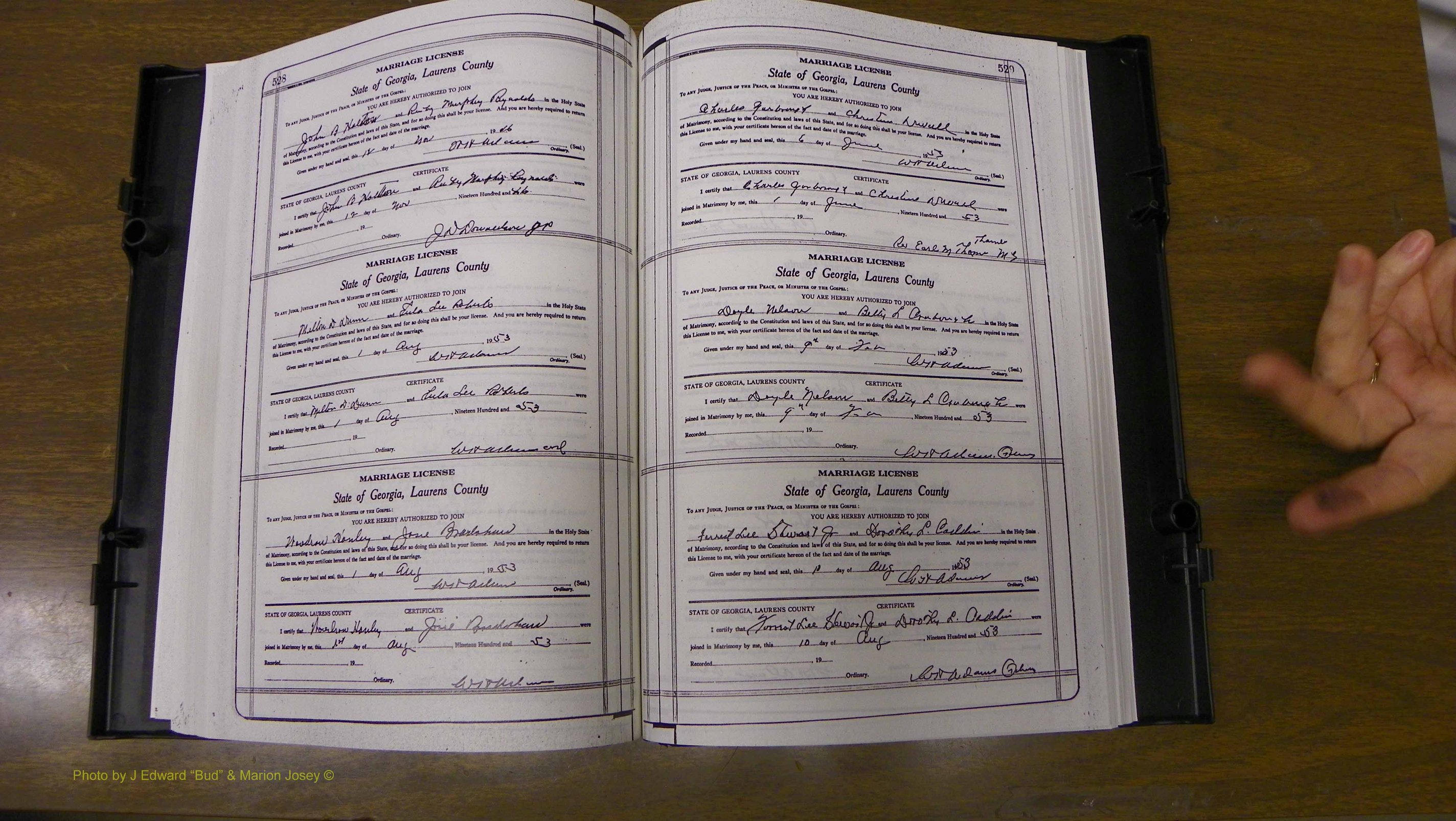 Laurens Co, GA, Marriages Book W, 1944 - 1955, White, P 528-529.JPG