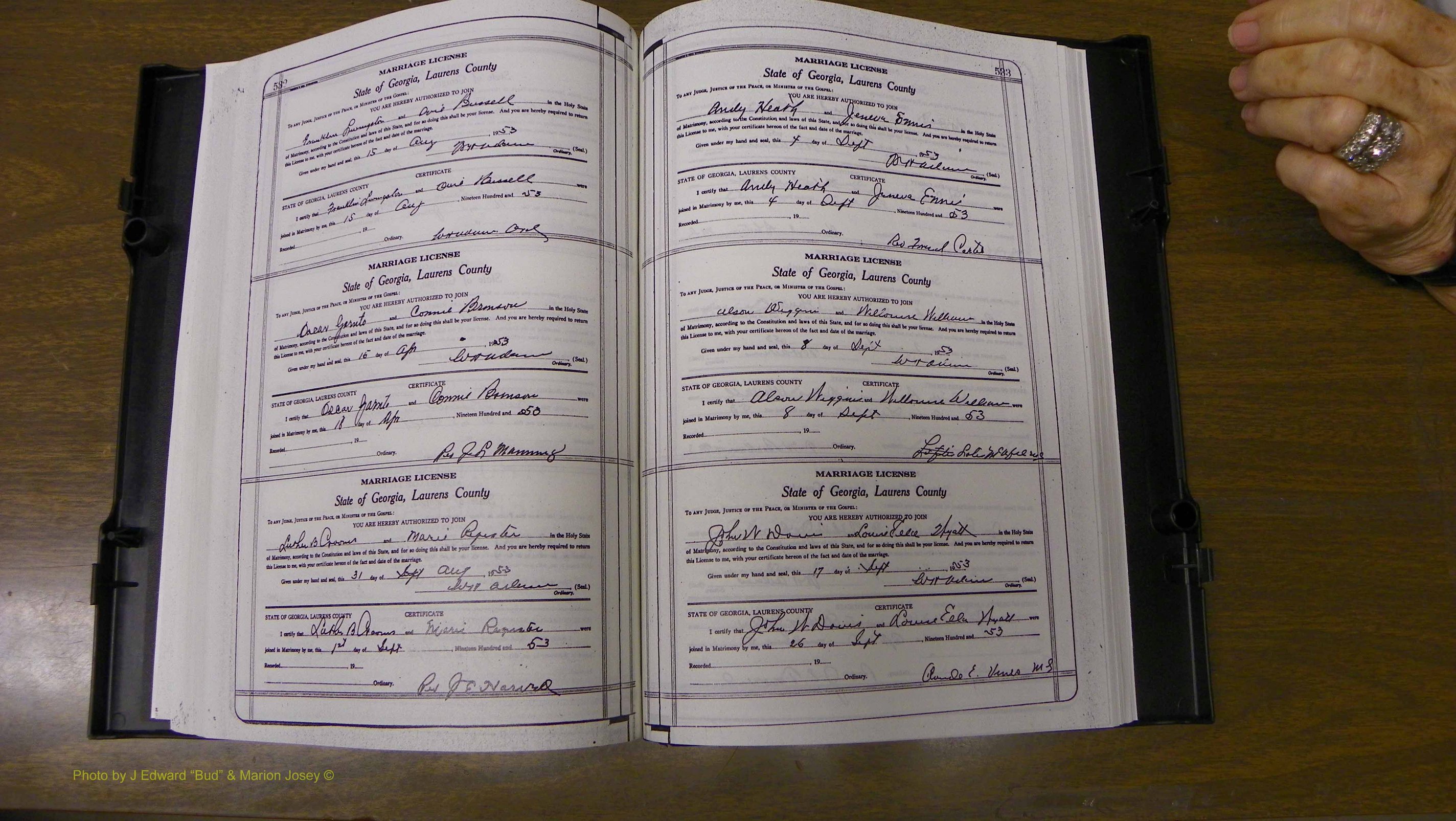 Laurens Co, GA, Marriages Book W, 1944 - 1955, White, P 532-533.JPG