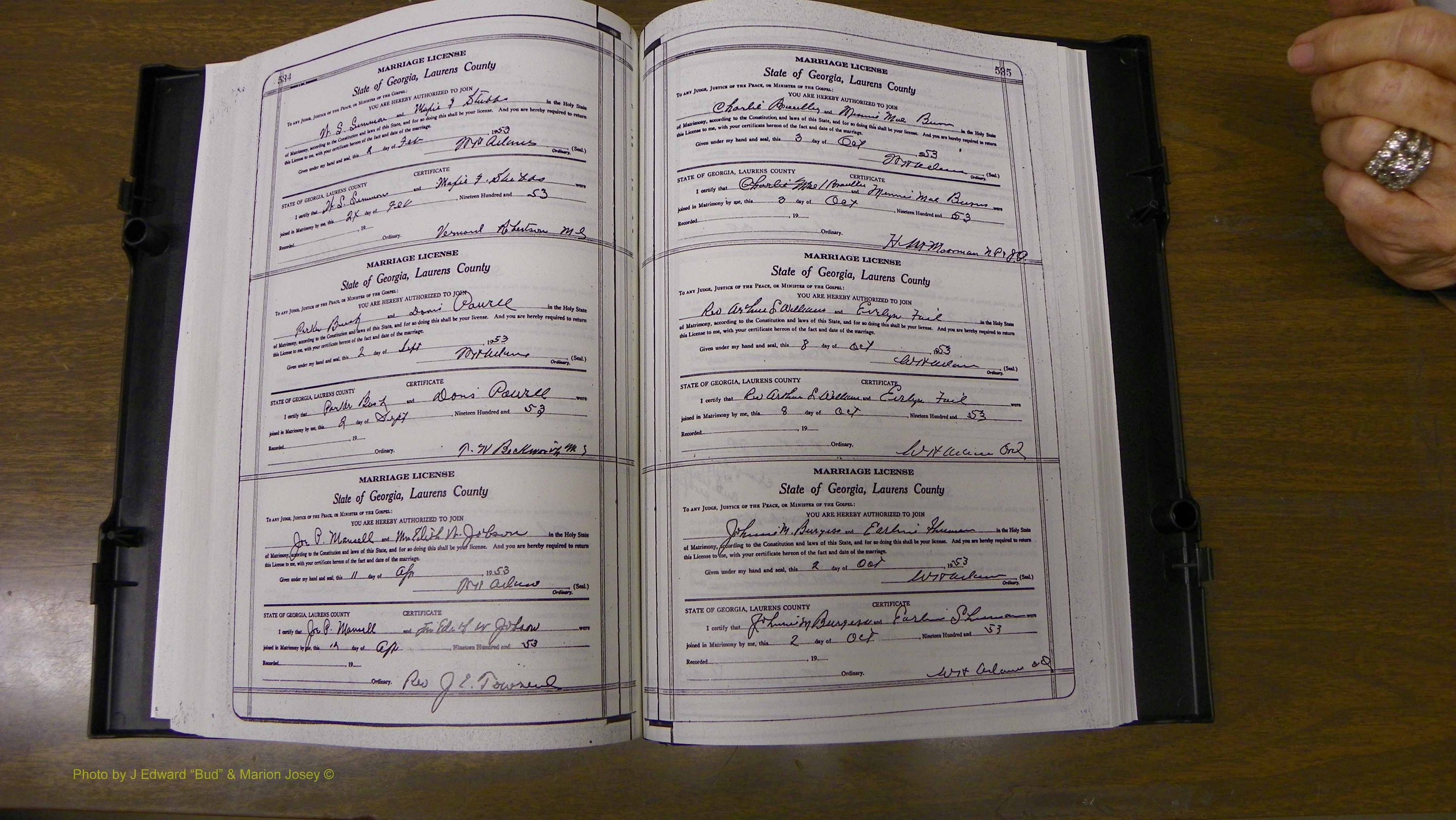 Laurens Co, GA, Marriages Book W, 1944 - 1955, White, P 534-535.JPG