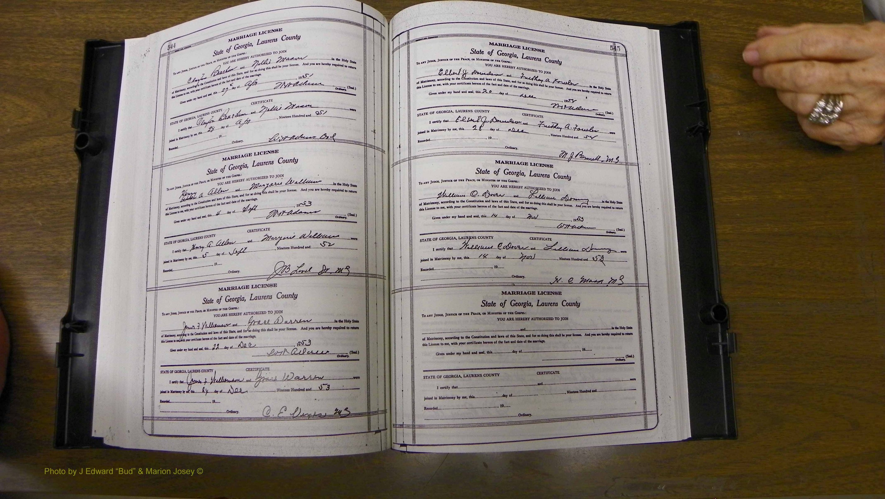Laurens Co, GA, Marriages Book W, 1944 - 1955, White, P 544-545.JPG