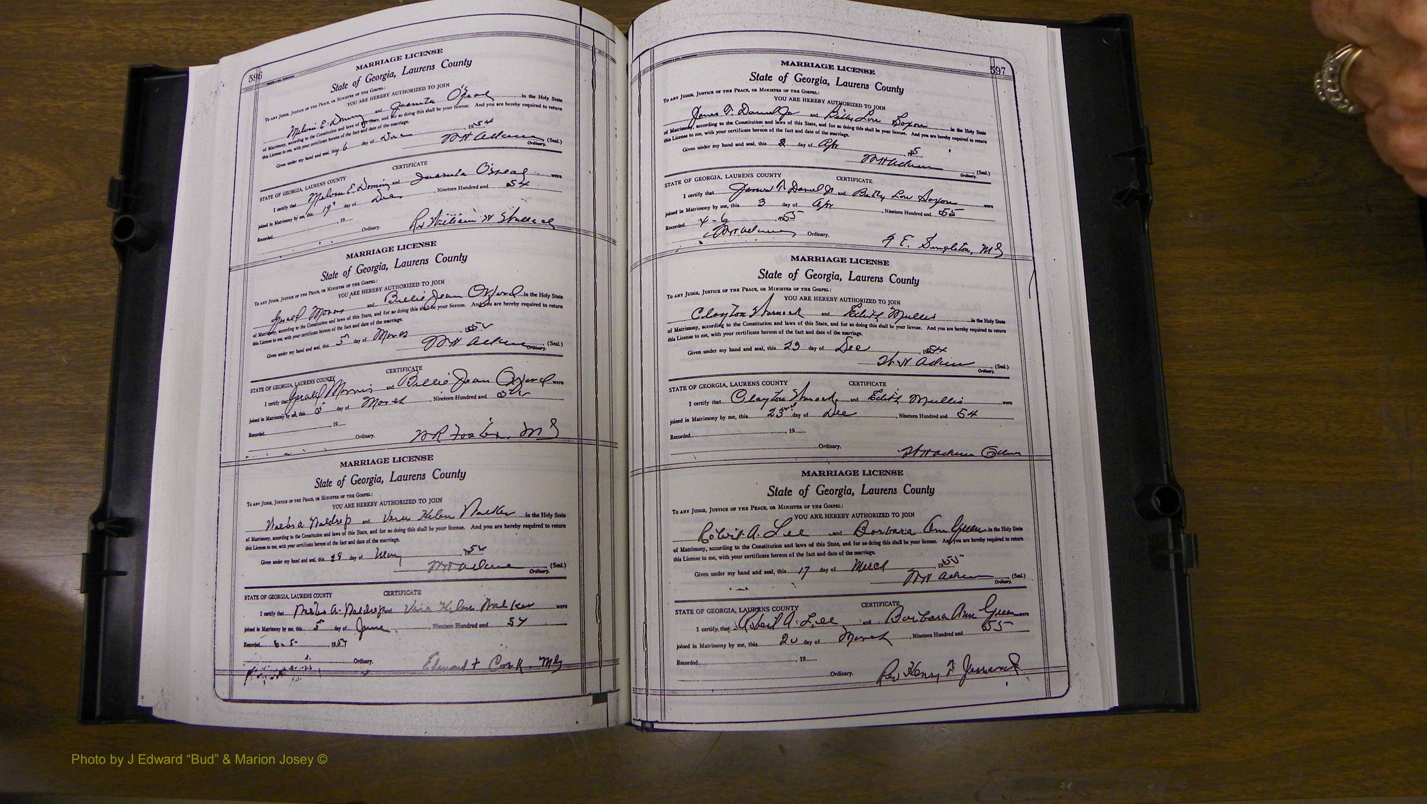 Laurens Co, GA, Marriages Book W, 1944 - 1955, White, P 596-597.JPG
