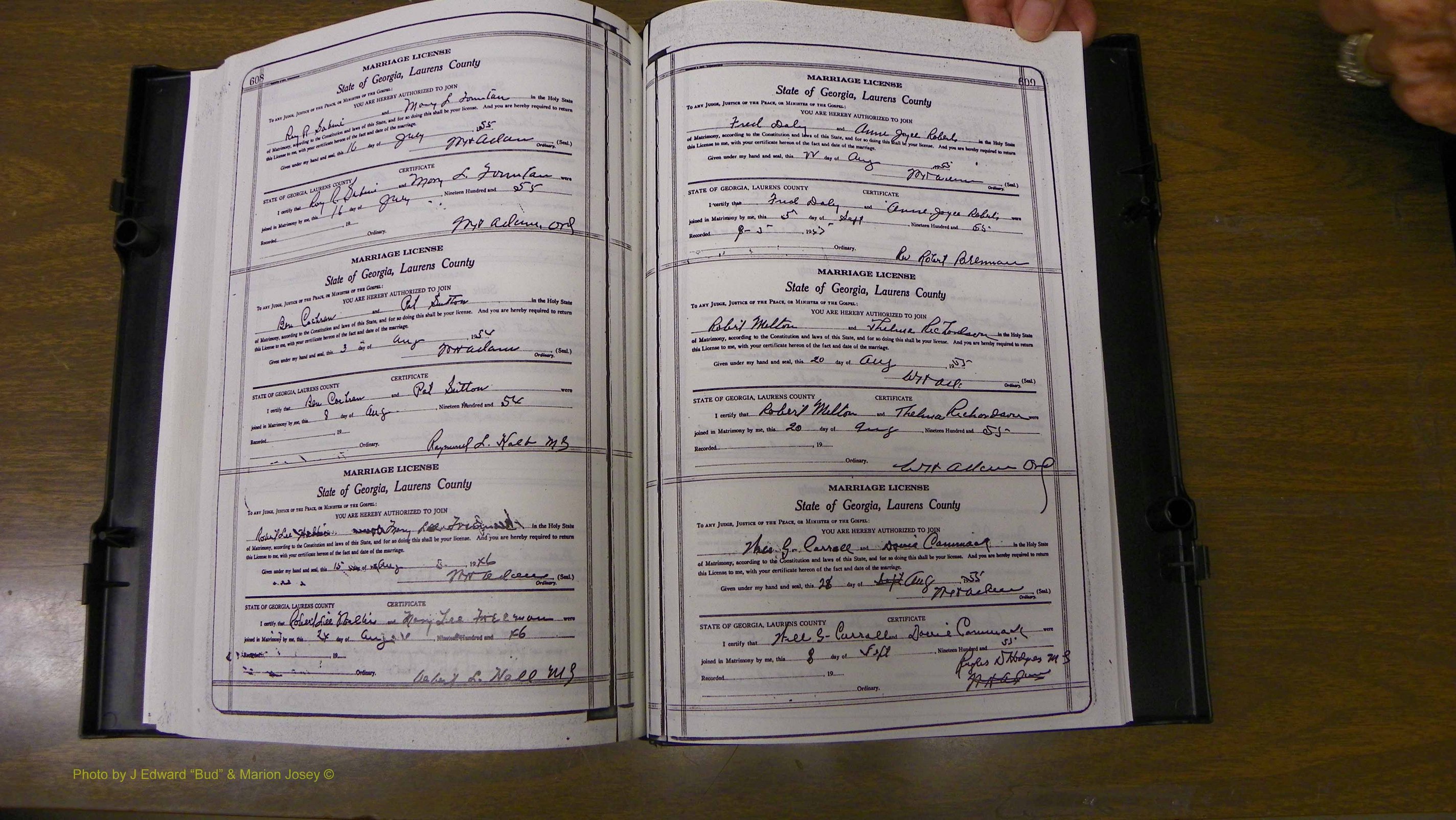 Laurens Co, GA, Marriages Book W, 1944 - 1955, White, P 608-609.JPG