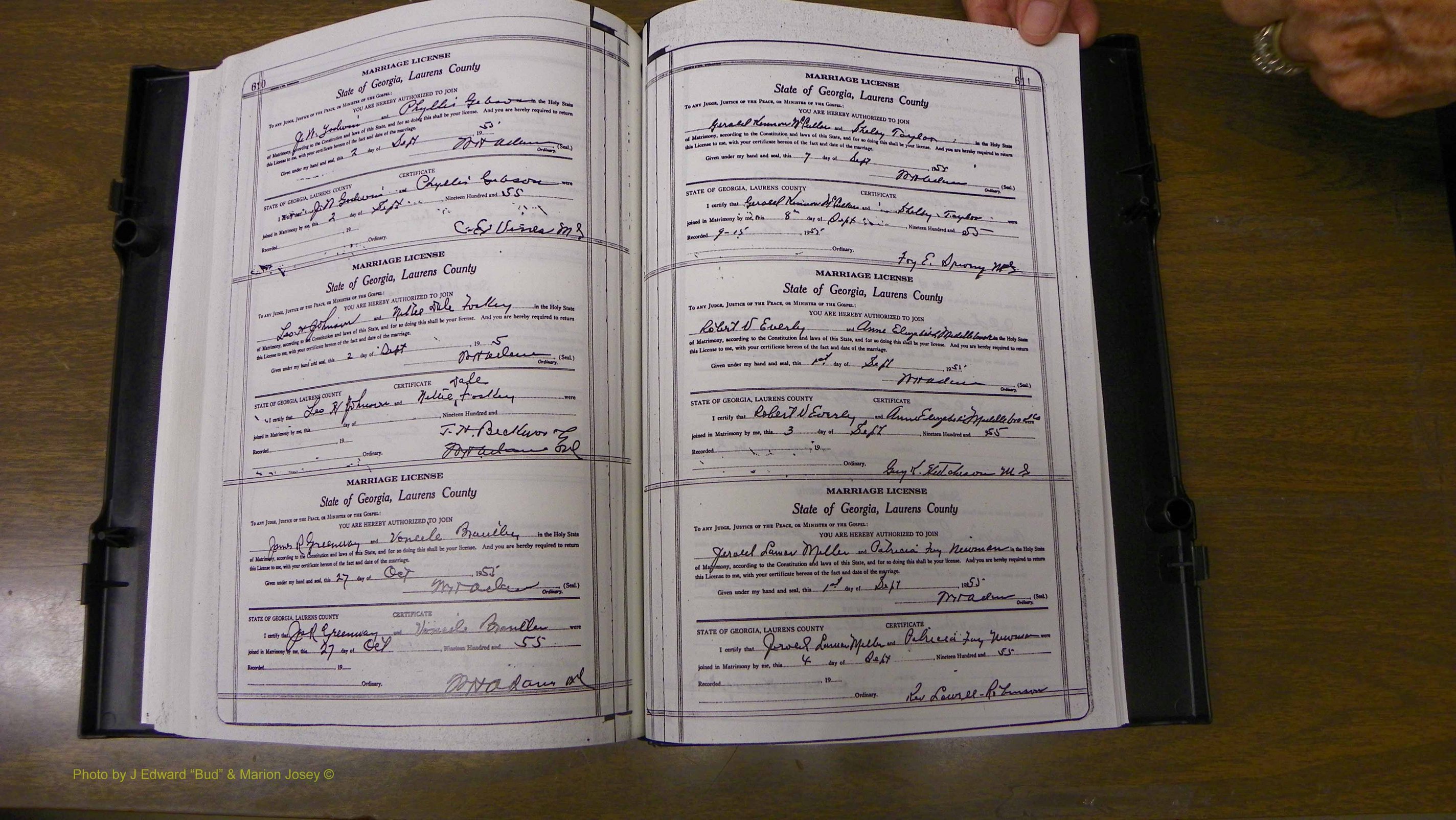 Laurens Co, GA, Marriages Book W, 1944 - 1955, White, P 610-611.JPG