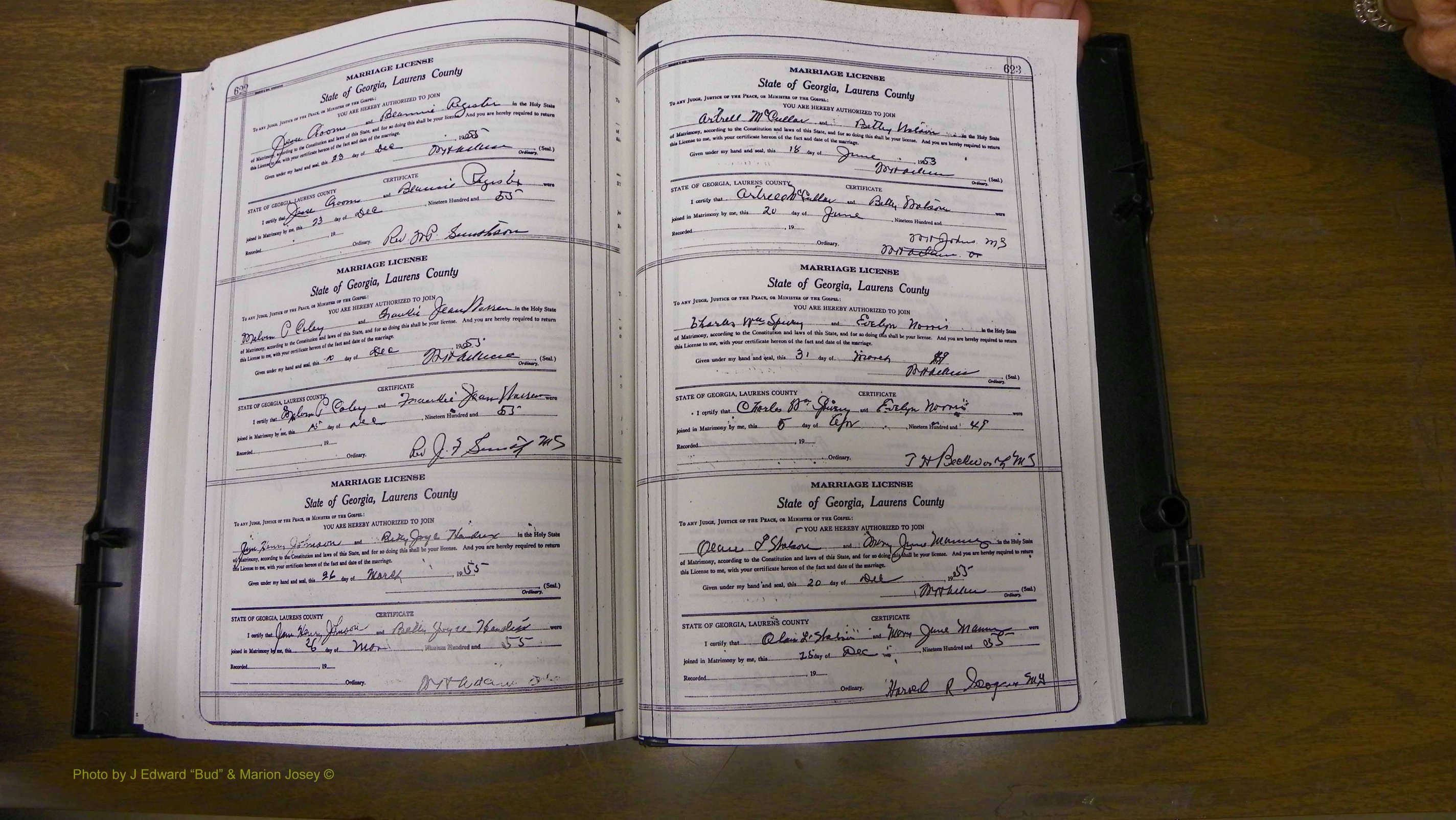 Laurens Co, GA, Marriages Book W, 1944 - 1955, White, P 622-623.JPG