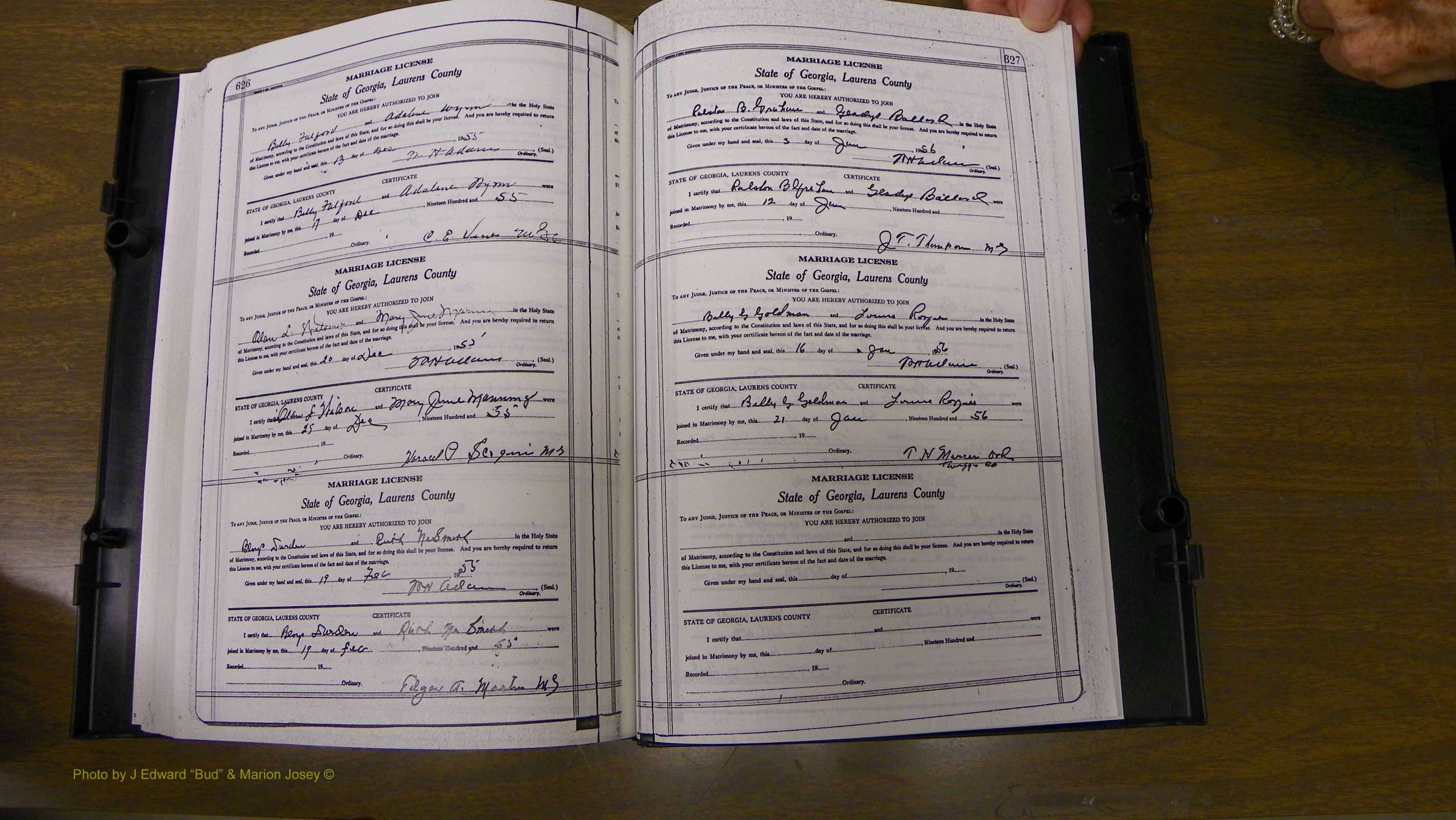 Laurens Co, GA, Marriages Book W, 1944 - 1955, White, P 626-627.JPG