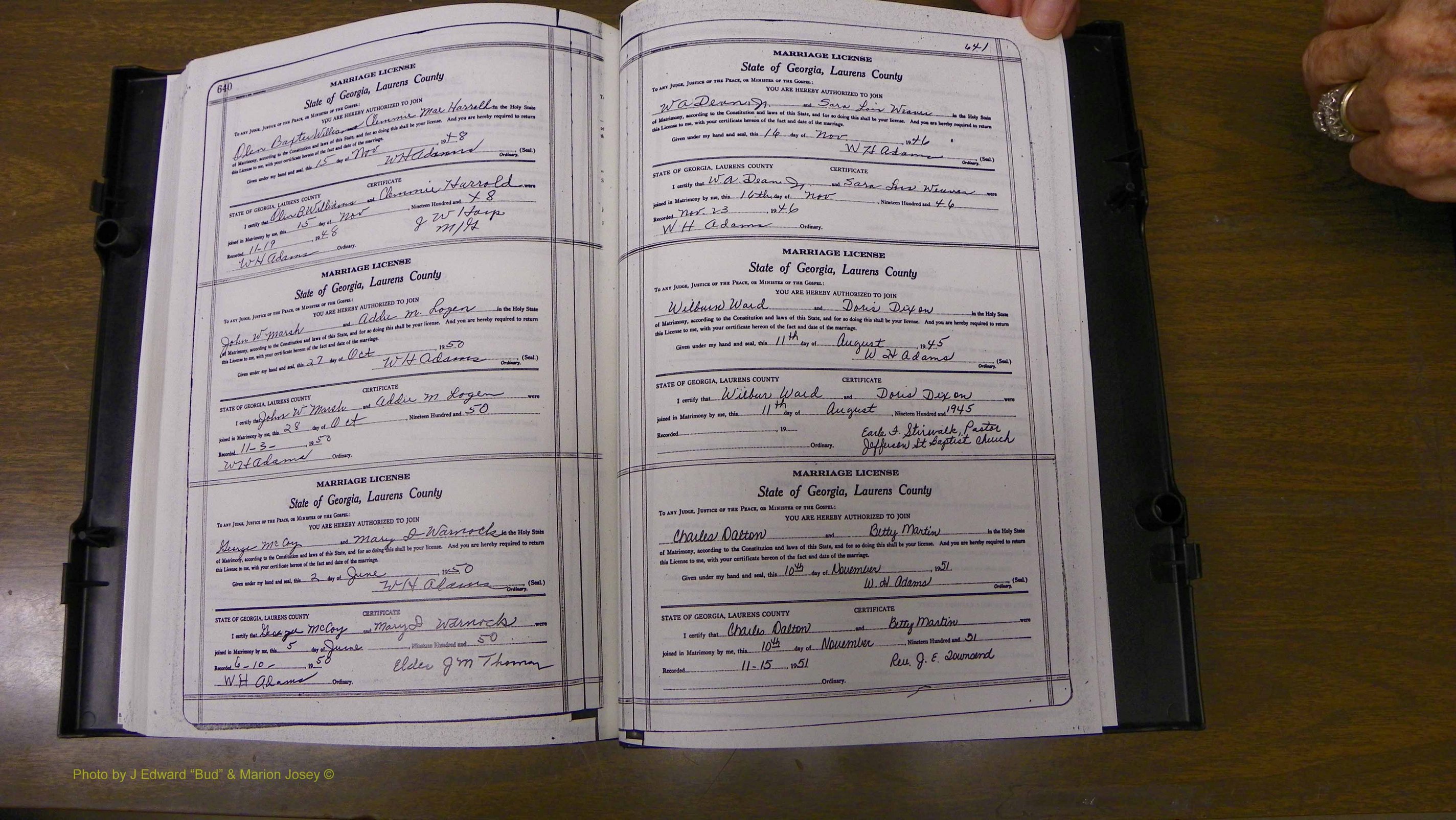 Laurens Co, GA, Marriages Book W, 1944 - 1955, White, P 640-641.JPG