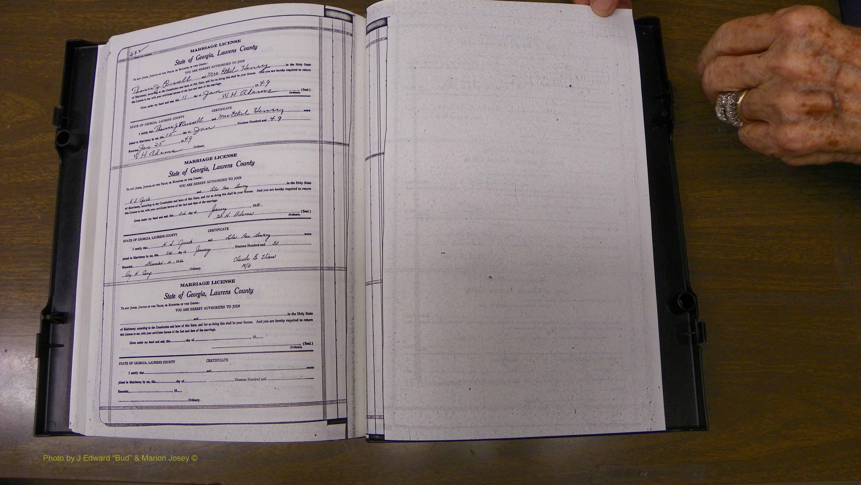 Laurens Co, GA, Marriages Book W, 1944 - 1955, White, P 642.JPG