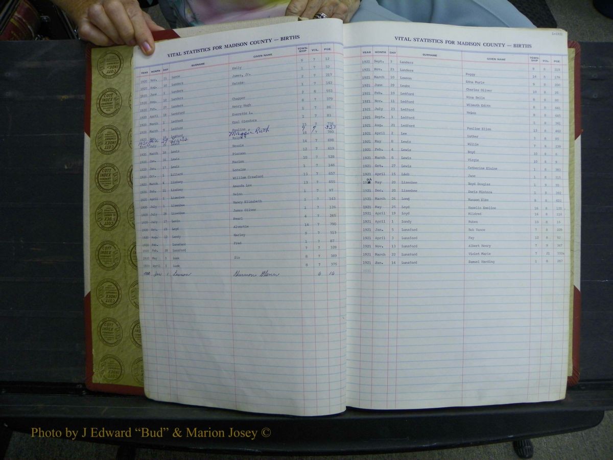 Madison Births & Deaths, Book 2, L-Z, + Delayed Book 2 006.JPG