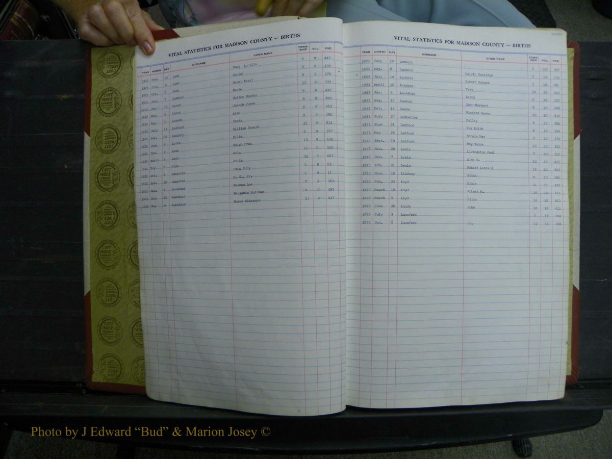 Madison Births & Deaths, Book 2, L-Z, + Delayed Book 2 007.JPG