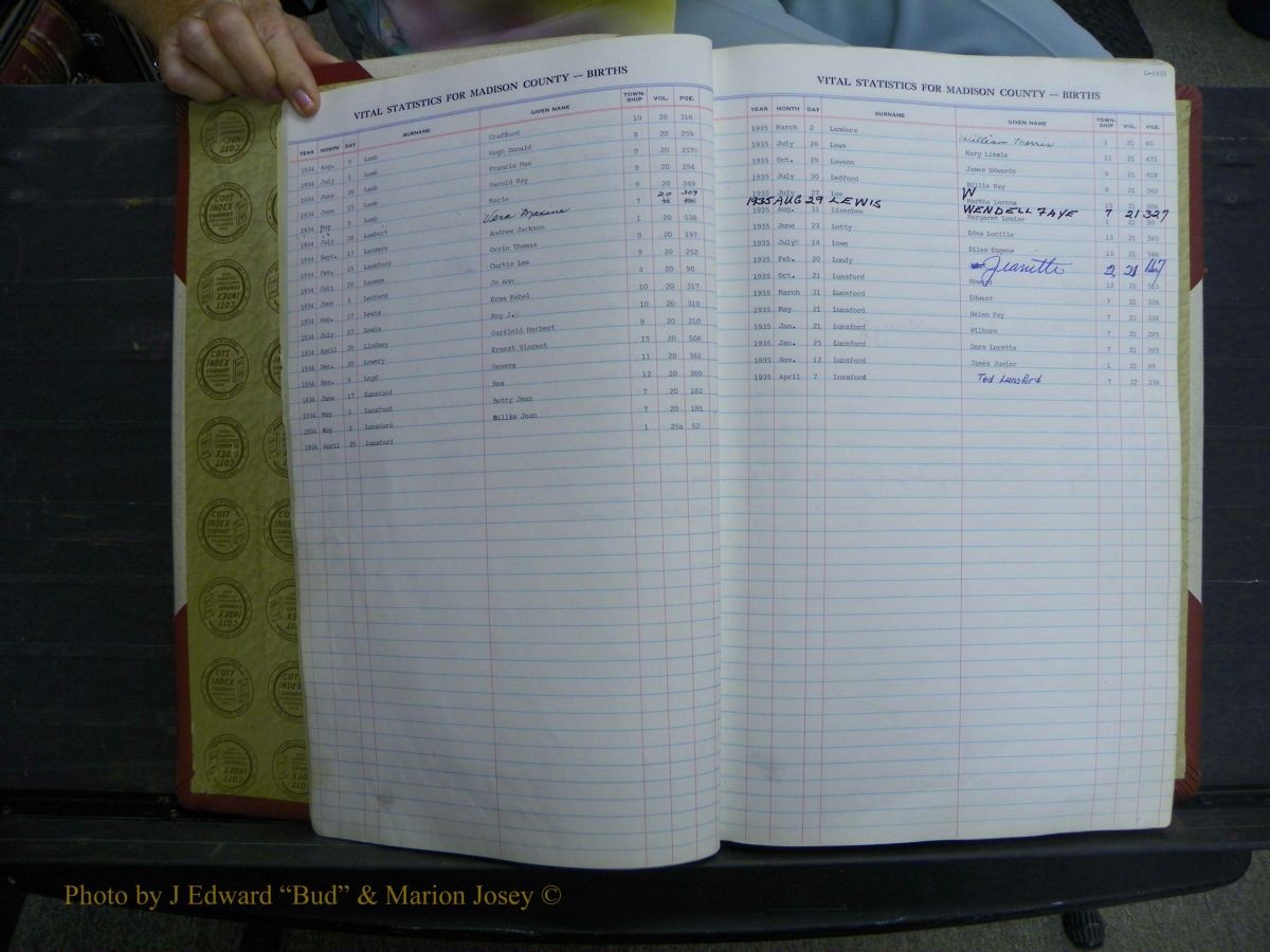 Madison Births & Deaths, Book 2, L-Z, + Delayed Book 2 013.JPG