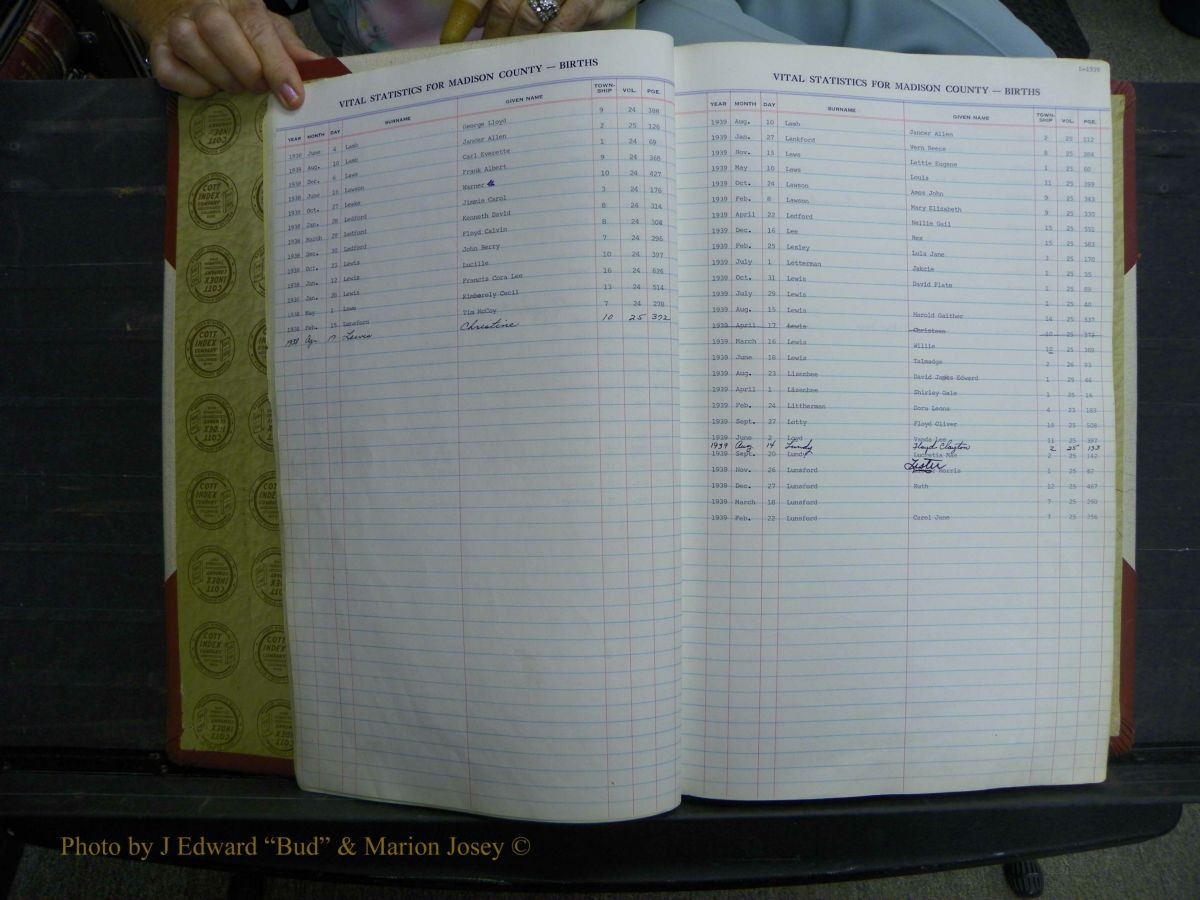 Madison Births & Deaths, Book 2, L-Z, + Delayed Book 2 015.JPG