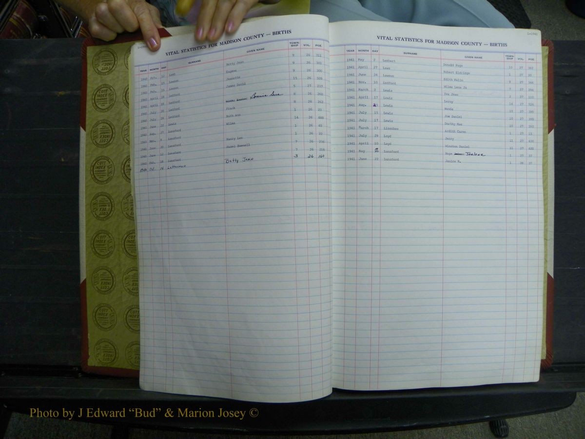 Madison Births & Deaths, Book 2, L-Z, + Delayed Book 2 016.JPG