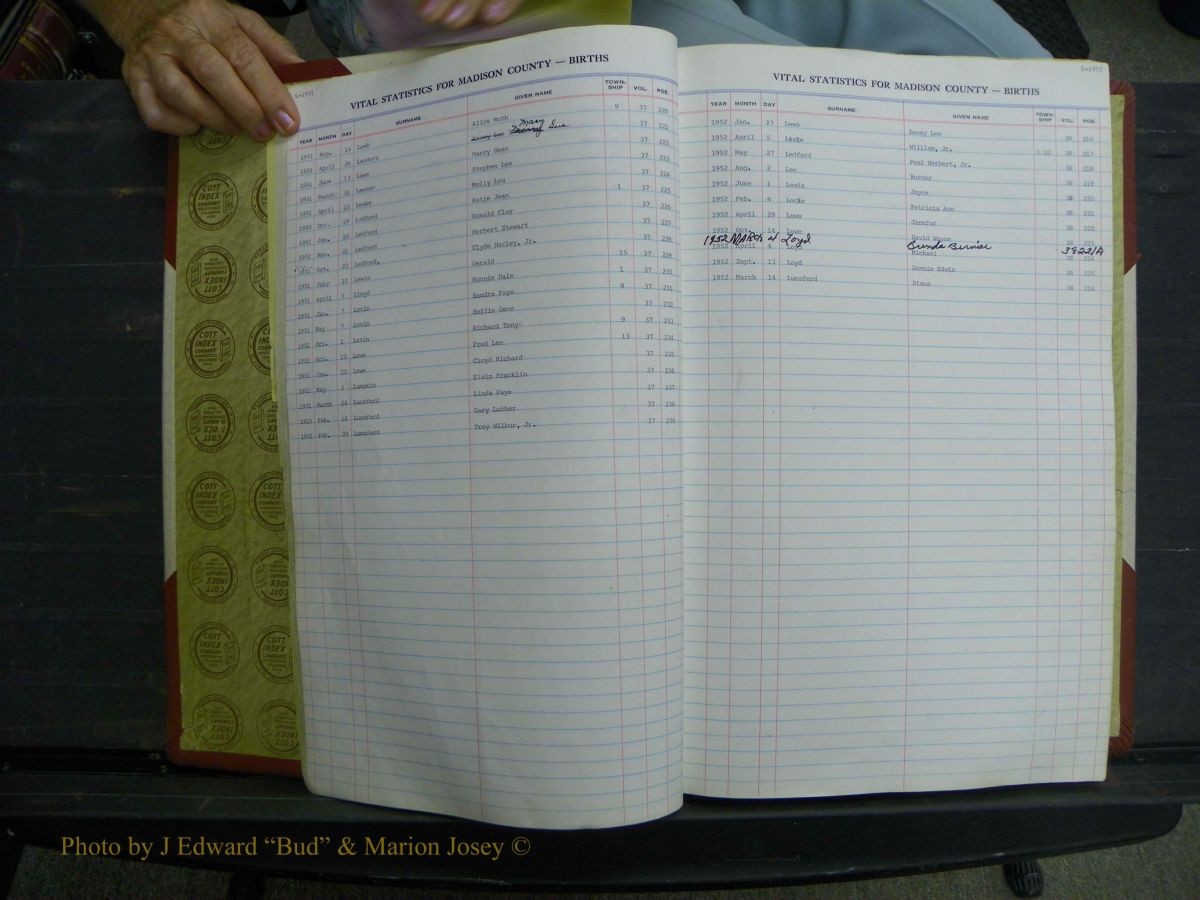 Madison Births & Deaths, Book 2, L-Z, + Delayed Book 2 023.JPG