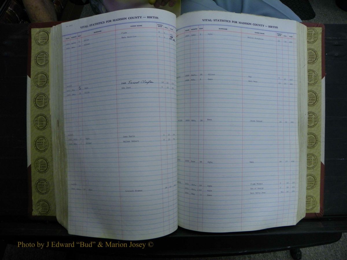 Madison Births & Deaths, Book 2, L-Z, + Delayed Book 2 129.JPG