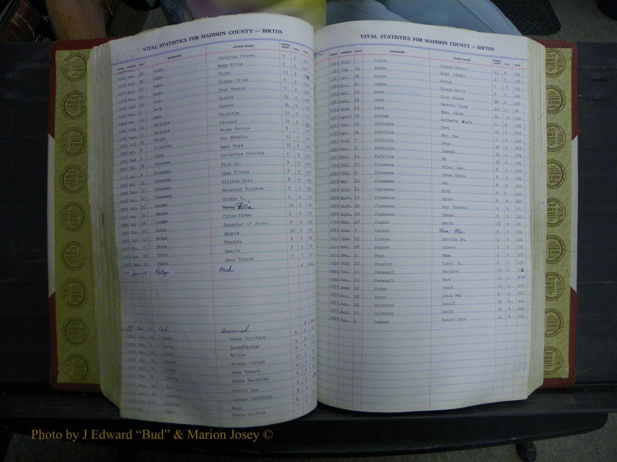 Madison Births & Deaths, Book 2, L-Z, + Delayed Book 2 135.JPG