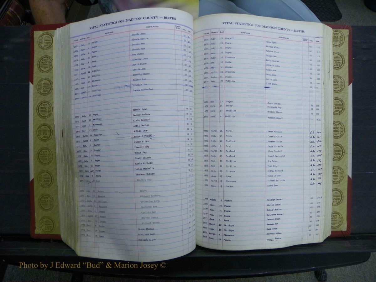 Madison Births & Deaths, Book 2, L-Z, + Delayed Book 2 162.JPG