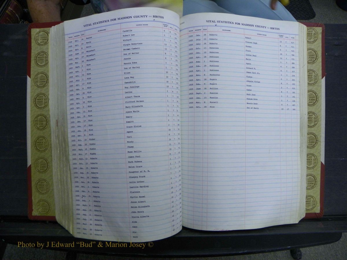 Madison Births & Deaths, Book 2, L-Z, + Delayed Book 2 172.JPG