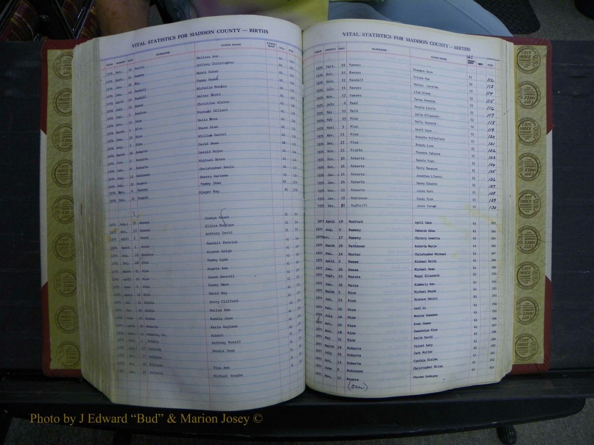 Madison Births & Deaths, Book 2, L-Z, + Delayed Book 2 213.JPG