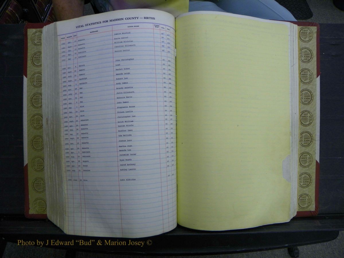 Madison Births & Deaths, Book 2, L-Z, + Delayed Book 2 214.JPG