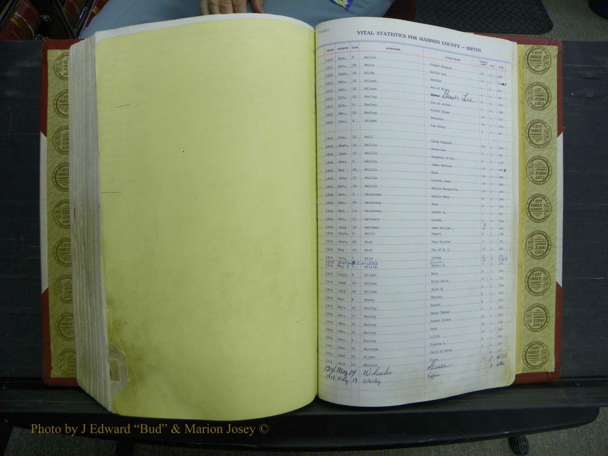 Madison Births & Deaths, Book 2, L-Z, + Delayed Book 2 282.JPG