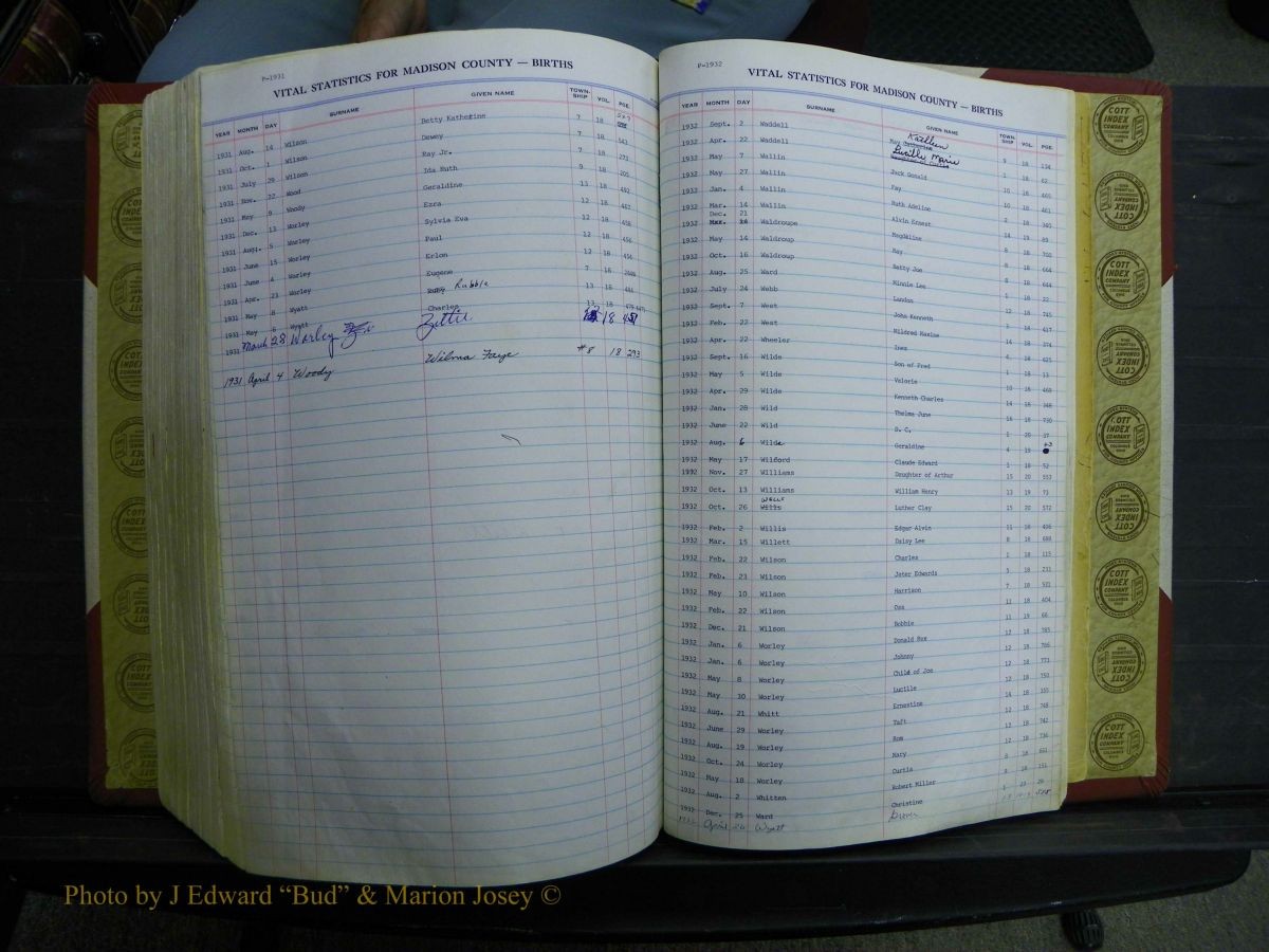 Madison Births & Deaths, Book 2, L-Z, + Delayed Book 2 293.JPG