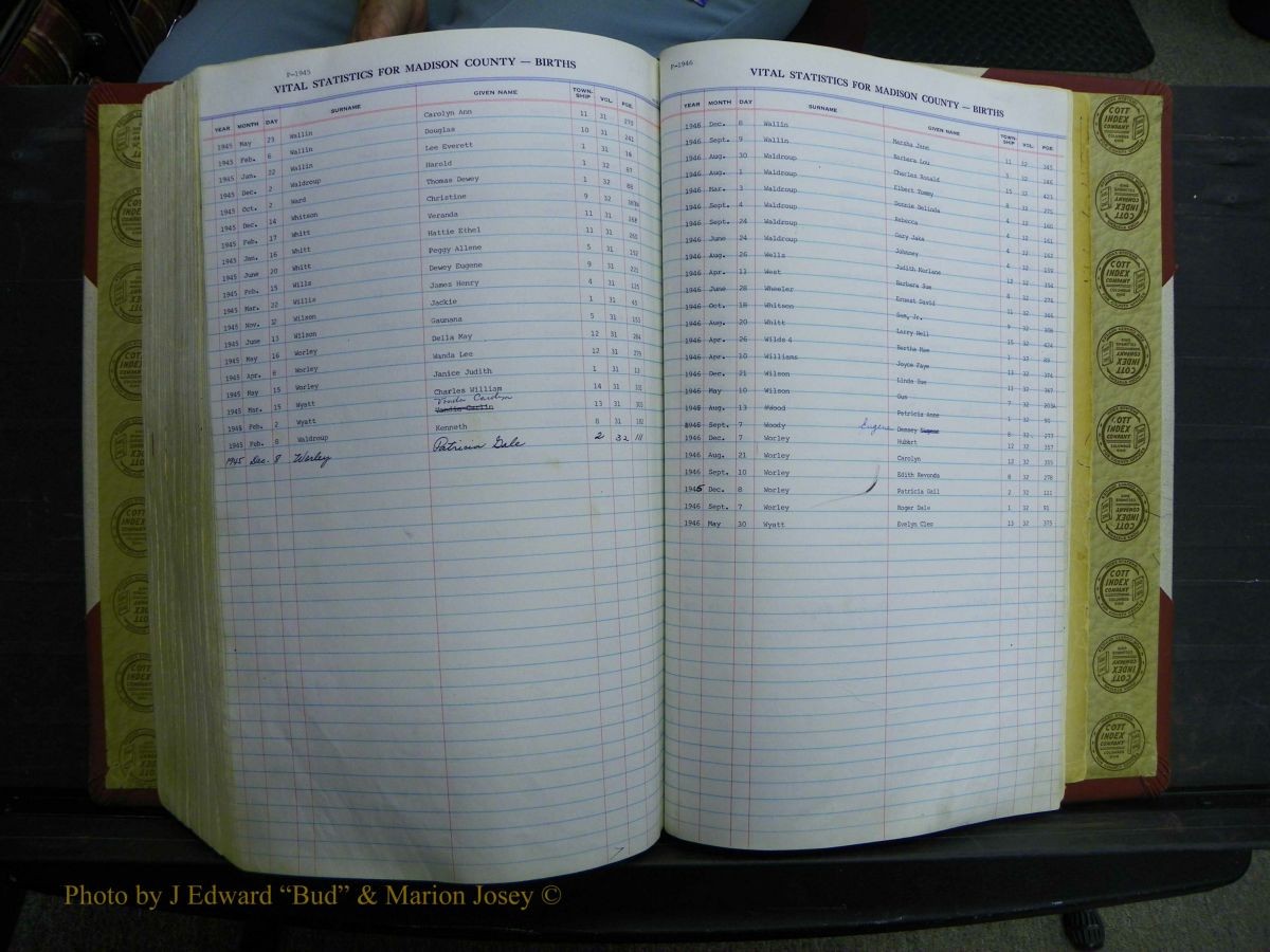 Madison Births & Deaths, Book 2, L-Z, + Delayed Book 2 300.JPG