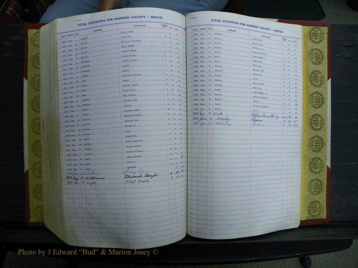 Madison Births & Deaths, Book 2, L-Z, + Delayed Book 2 301.JPG