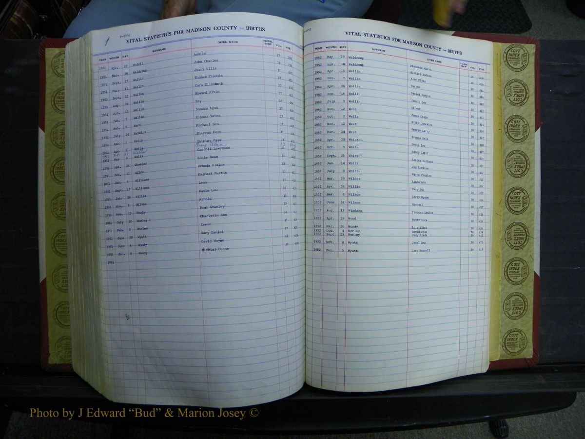 Madison Births & Deaths, Book 2, L-Z, + Delayed Book 2 303.JPG