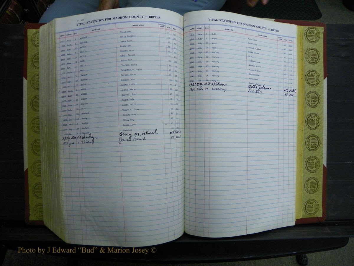Madison Births & Deaths, Book 2, L-Z, + Delayed Book 2 308.JPG