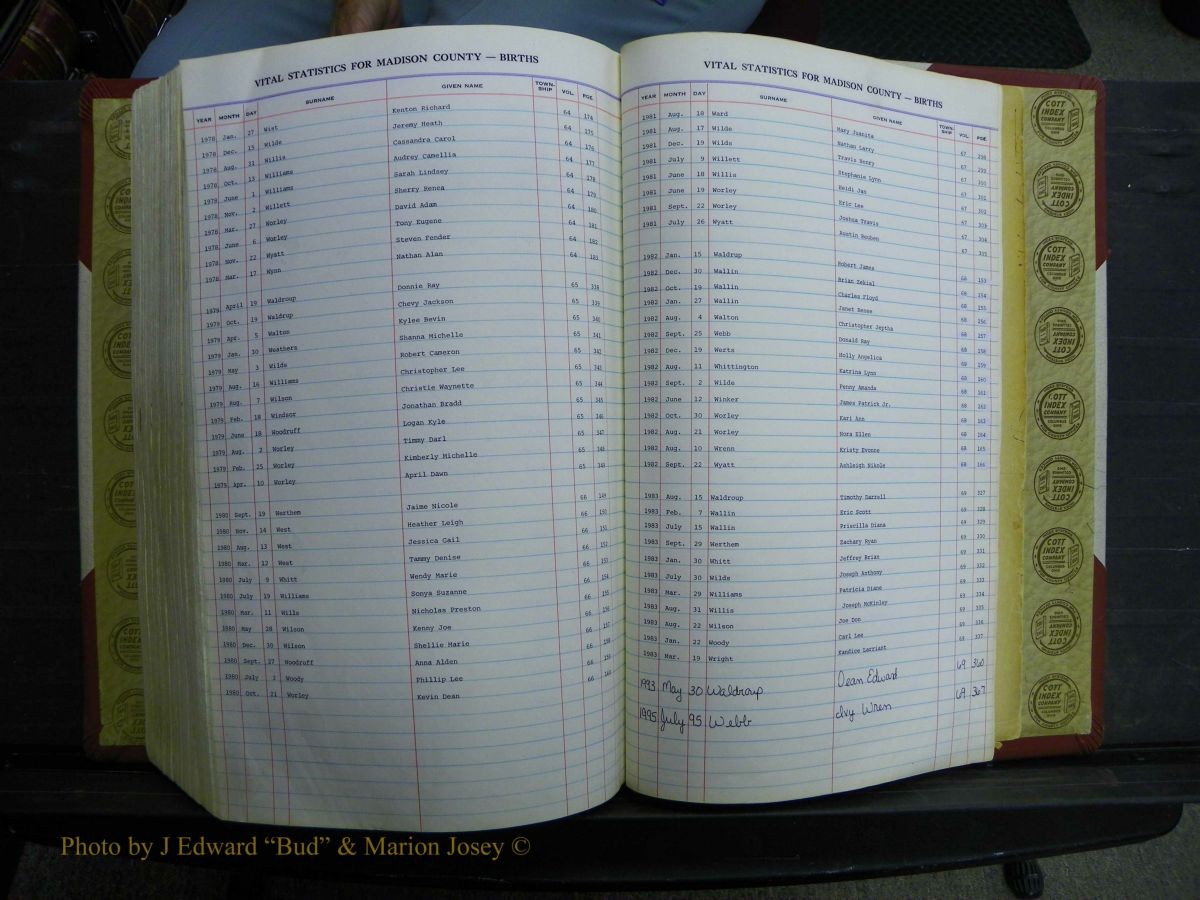 Madison Births & Deaths, Book 2, L-Z, + Delayed Book 2 312.JPG