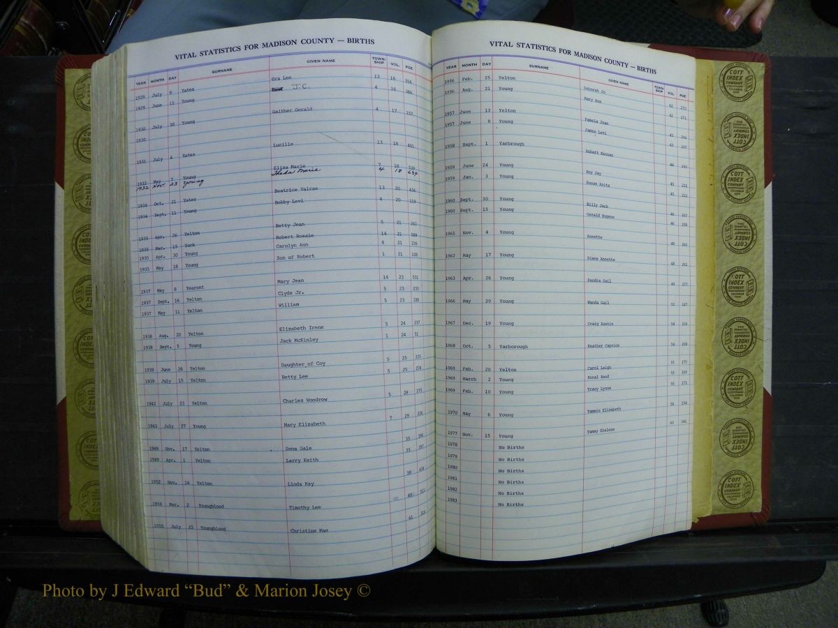 Madison Births & Deaths, Book 2, L-Z, + Delayed Book 2 315.JPG