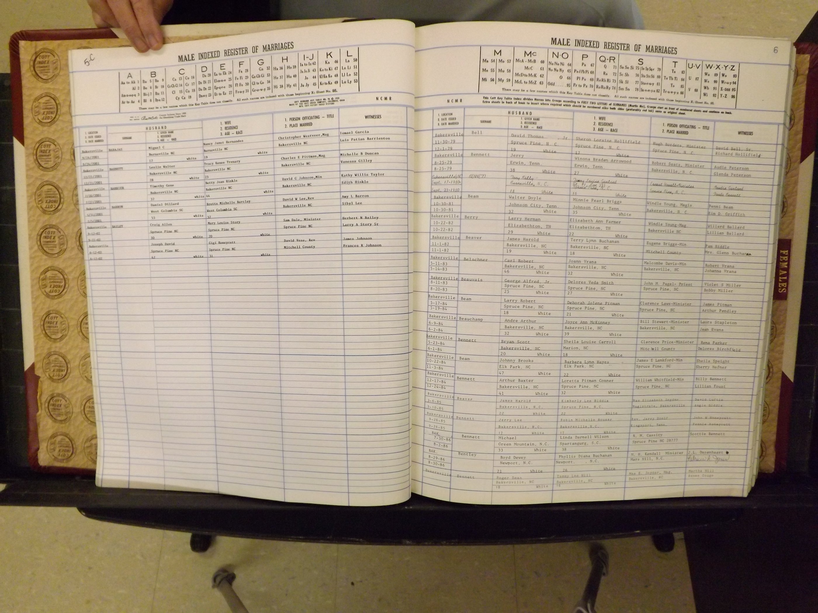 Mitchell Co, NC, Marriage Book 9, Male & Female, 1979-1999 (108).JPG