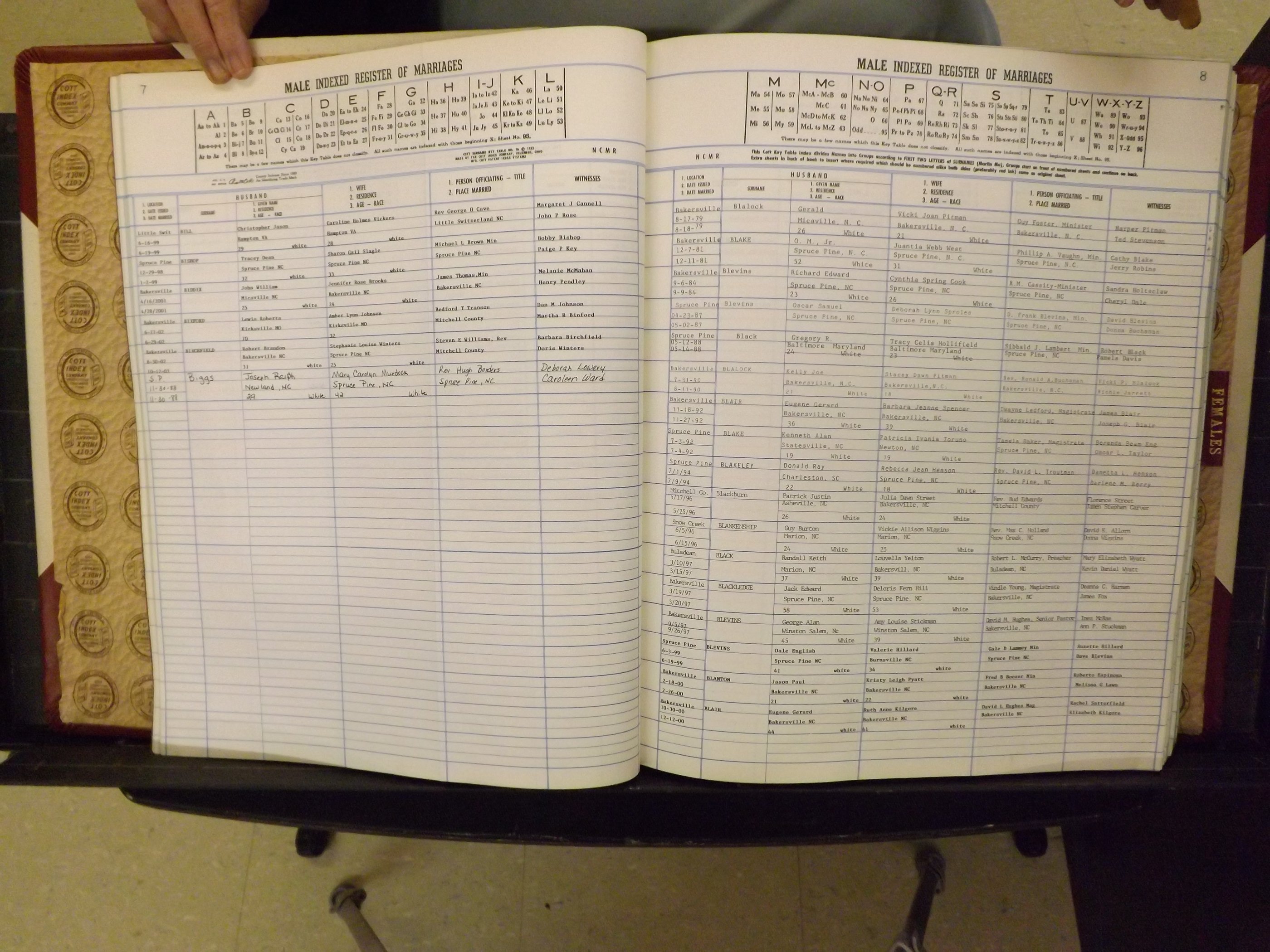 Mitchell Co, NC, Marriage Book 9, Male & Female, 1979-1999 (111).JPG