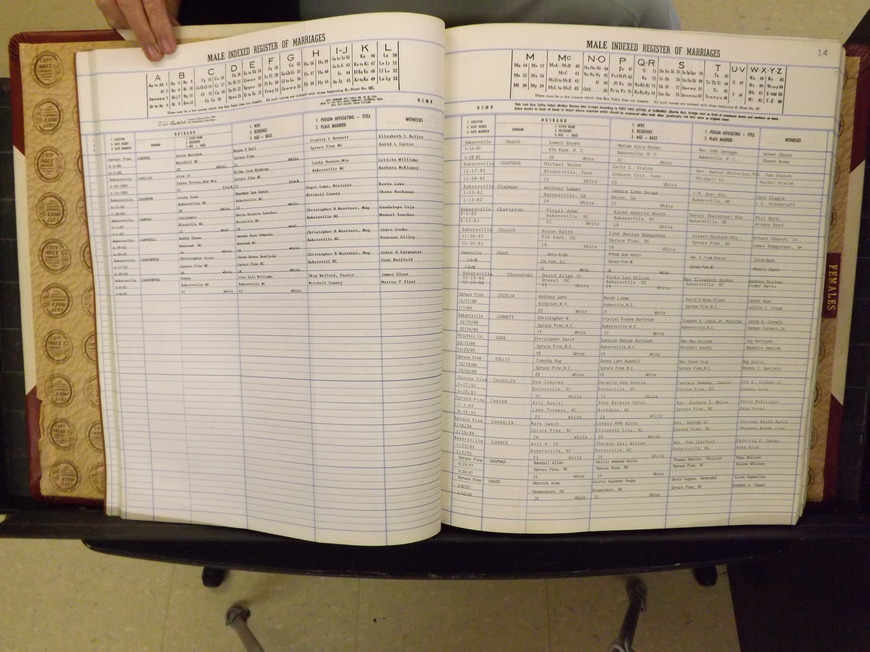 Mitchell Co, NC, Marriage Book 9, Male & Female, 1979-1999 (123).JPG