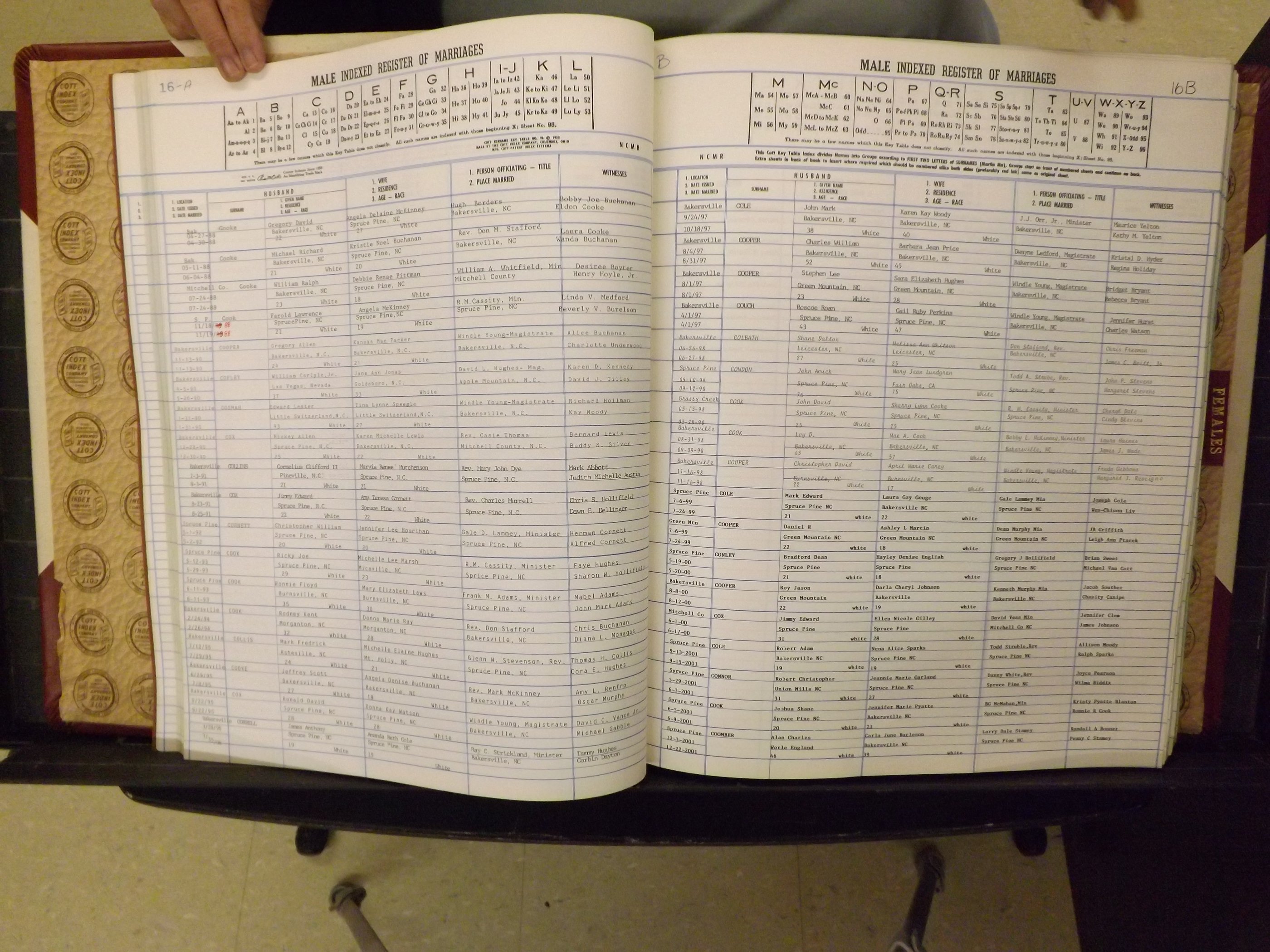 Mitchell Co, NC, Marriage Book 9, Male & Female, 1979-1999 (126).JPG